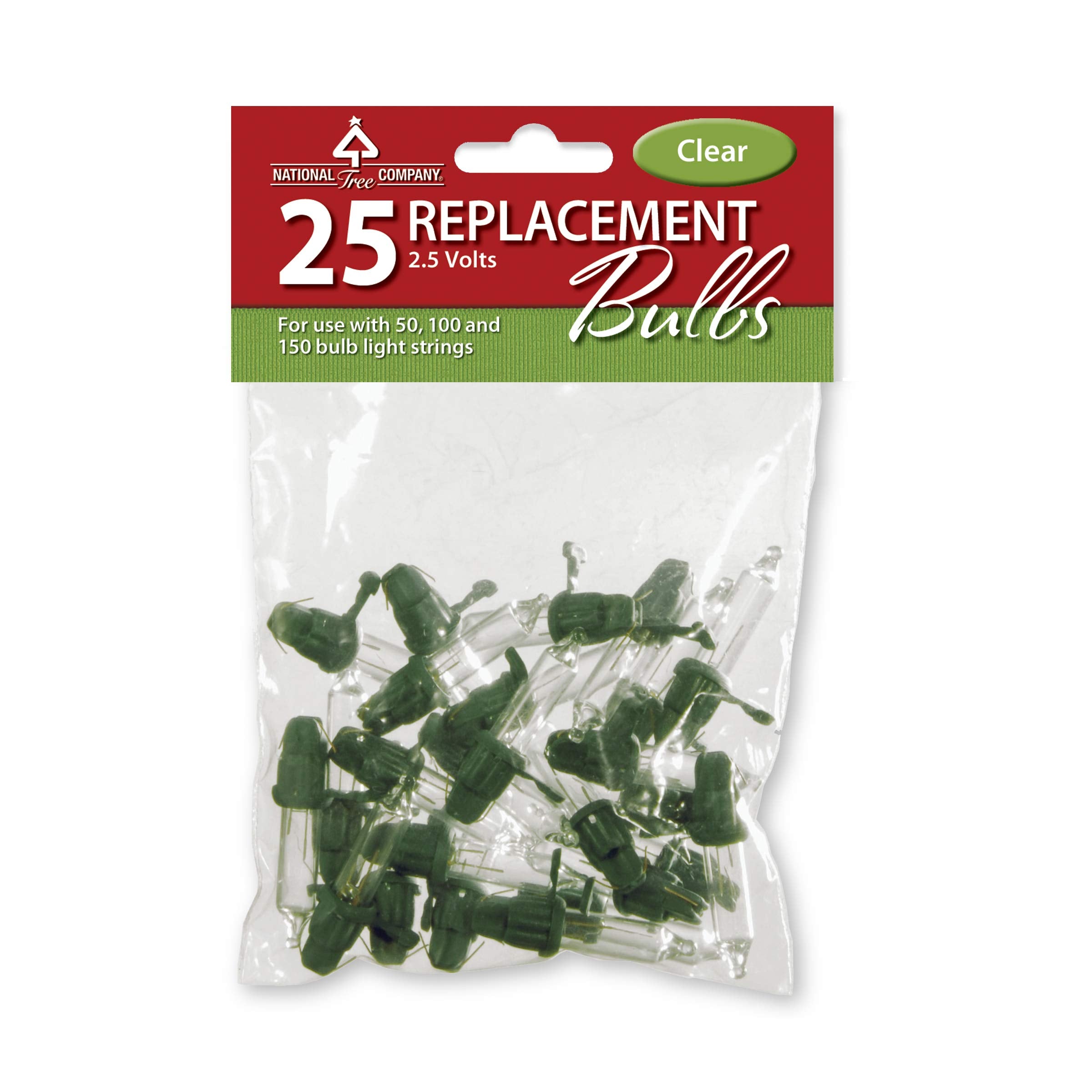 National Tree Rbg-25C 25 Clear Bag For 50 Light Sets - Incandescent Replacement Bulbs, White