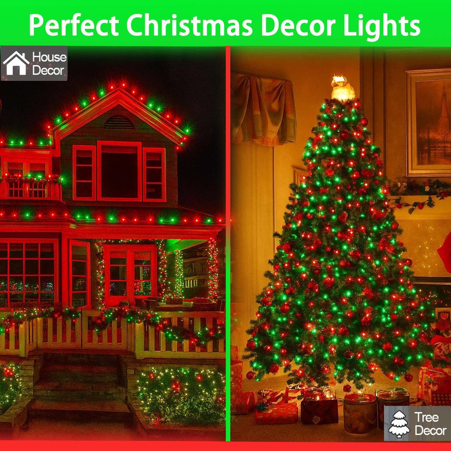 4 Pack 180Ft Solar Christmas Lights Outdoor Waterproof  Super Bright 320 Led Solar String Lights With 8 Lighting Modes  Green Wire Twinkle Tree Light For Outside Xmas Party Decorations (Red And Green)