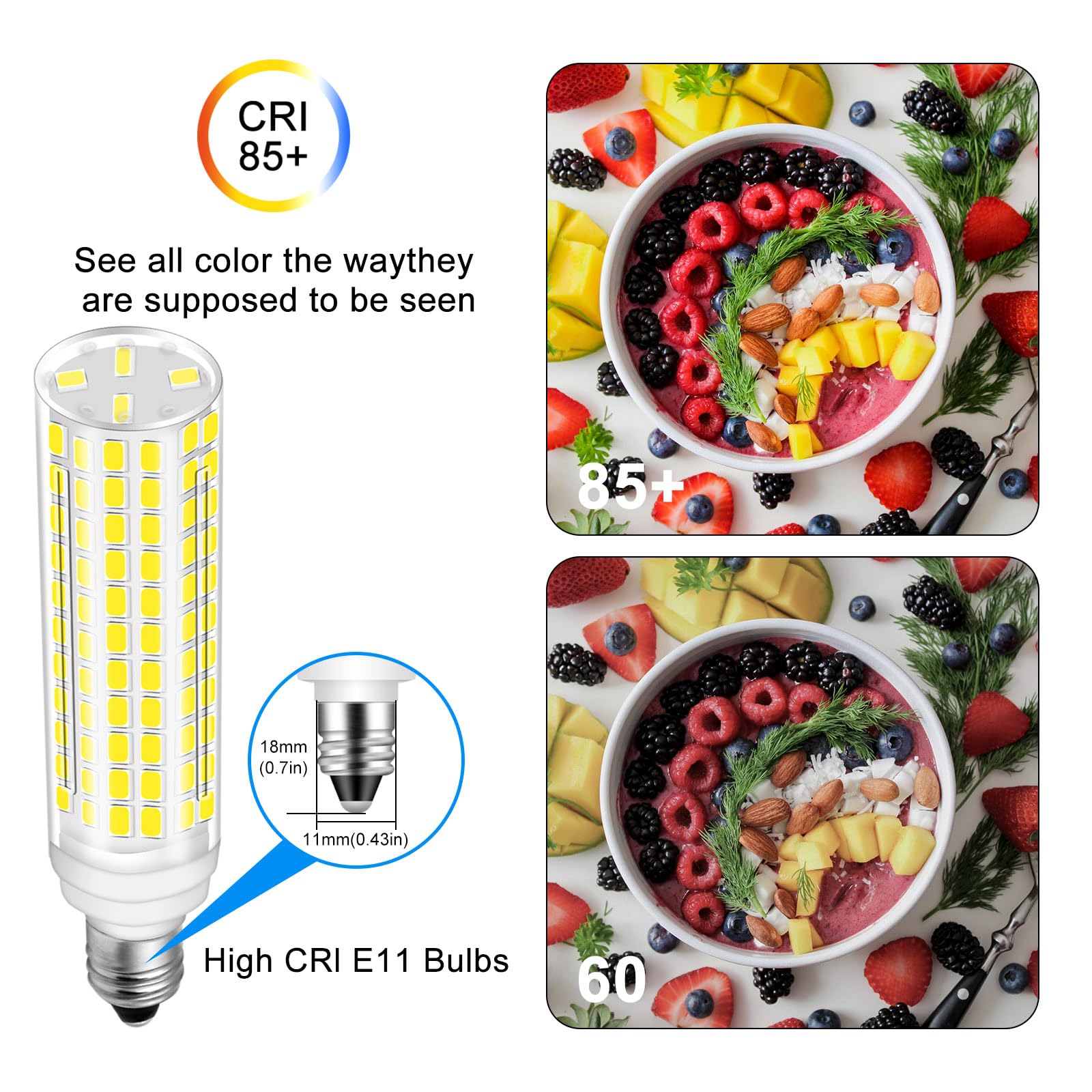 Megereet Jde11 Led Bulb 100W Halogen Bulbs Equivalent T4 Mini Candelabra E11 Led Bulb Dimmable Daylight White 6000K 10W 1000Lm Jde11 120V 100W Led For Ceiling Fan Pendant Lighting 5 Packs