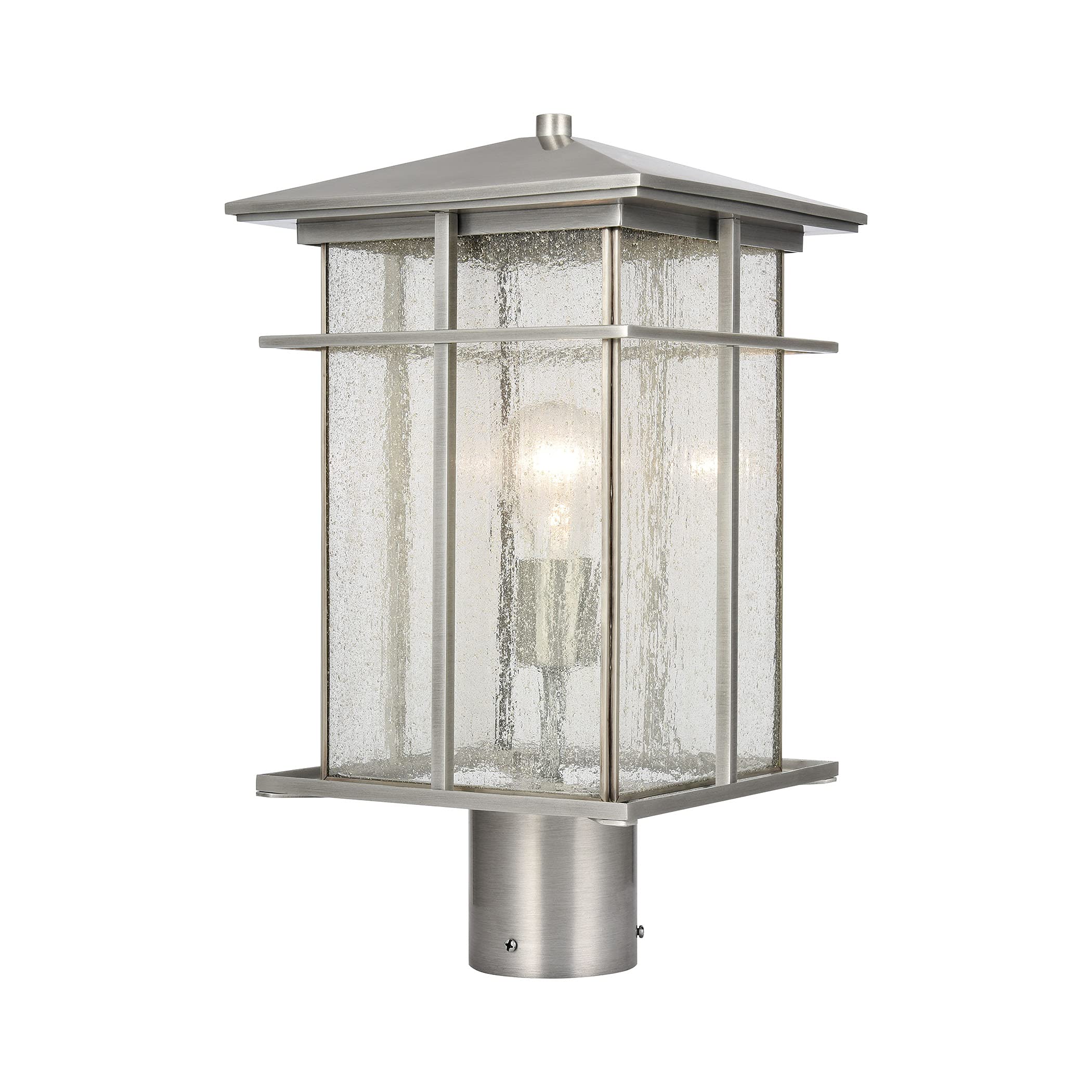 Elk Lighting Oak Park 1-Light Post Mount, Antique Brushed Aluminum, Alloy Steel, 21.26” Height