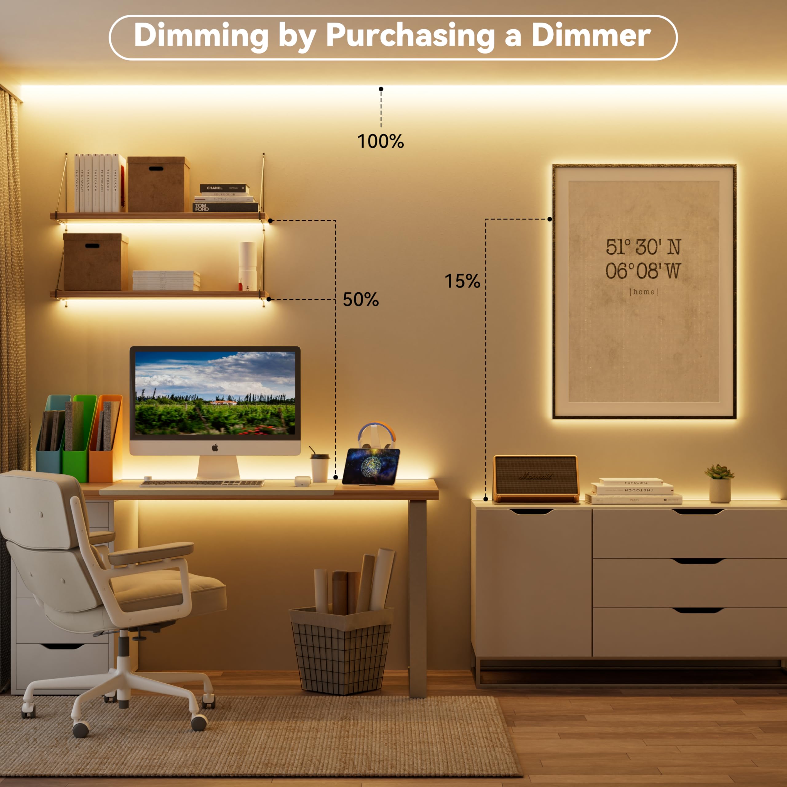 Miwise Cob Led Strip Light 20Ft/6.1M Cri 90+ Warm White 2700K High Lumen Super Bright Flexible Dc24V Led Tape Light For Cabinet Home Office Diy Lighting Projects(Adapter&Controller Not Included)