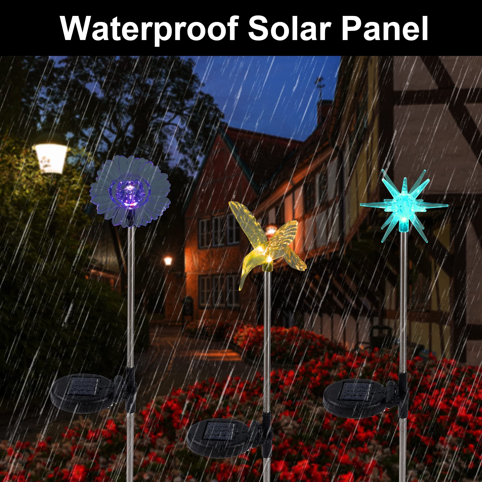 Glintoper Solar Garden Stake Lights - 6 Pack Multicolor Butterfly Figurines, LED Landscape Lighting for Patio and Yard