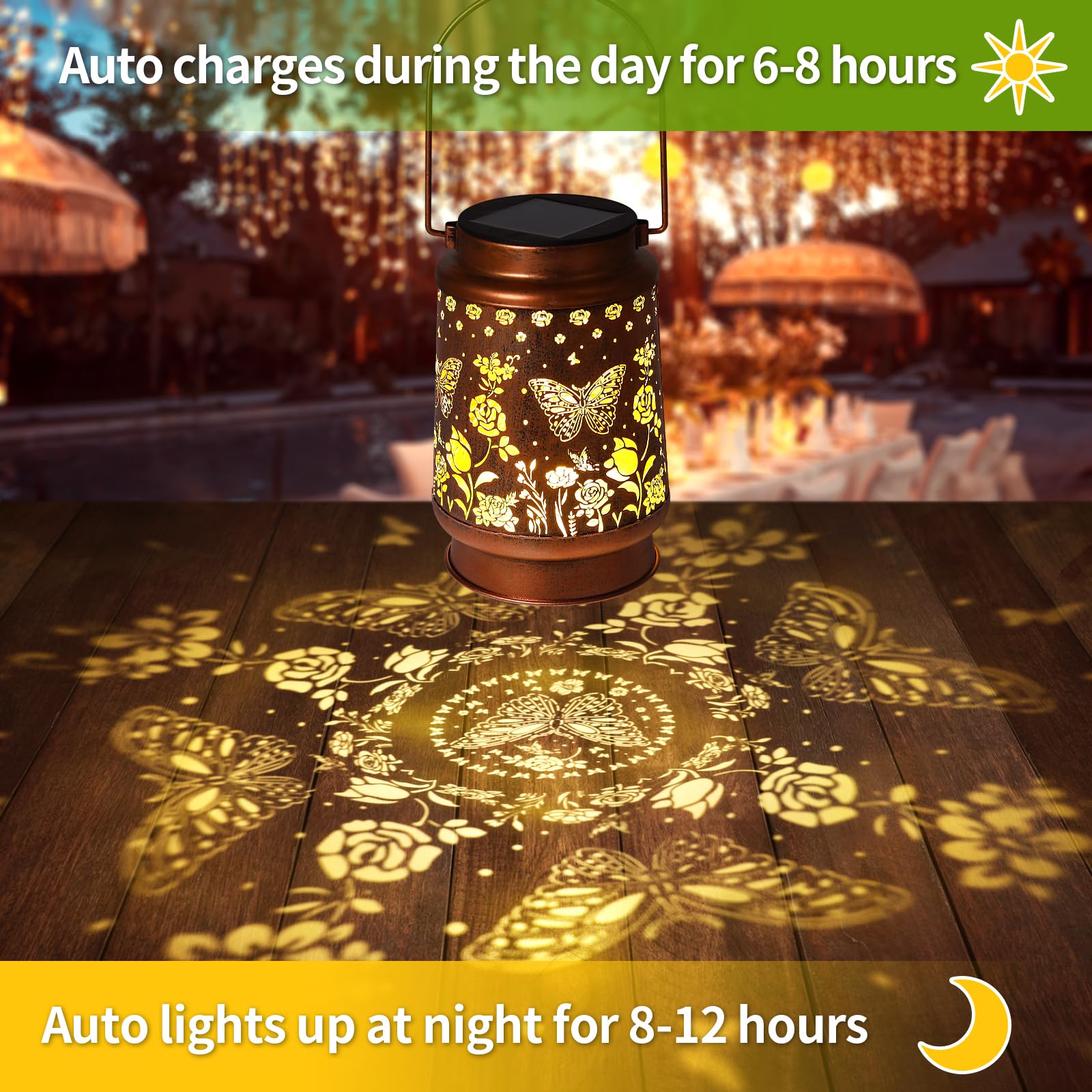 Butterfly Solar Lanterns Outdoor Waterproof Garden Decor, Metal Led Garden Light,For Yard, Patio, Lawn, Tabletop, Pathway, Lands