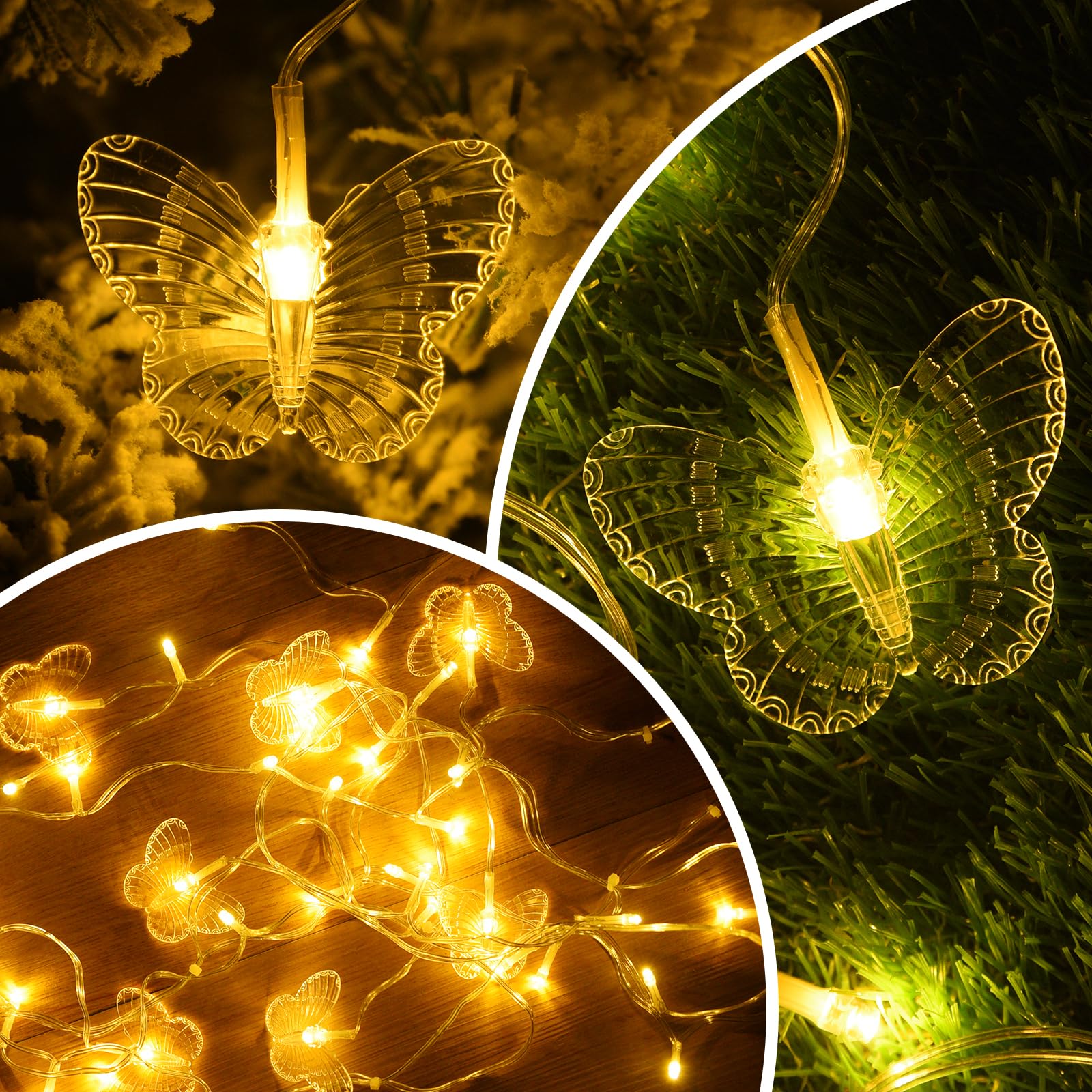 Dailyart Butterfly String Lights, 98 Led 15.9Ft Butterfly Curtain Lights 8 Modes Usb Power With Remote Control Butterfly Decorations For Bedroom, Room, Wall, Party, Ceiling, Wedding, Christmas