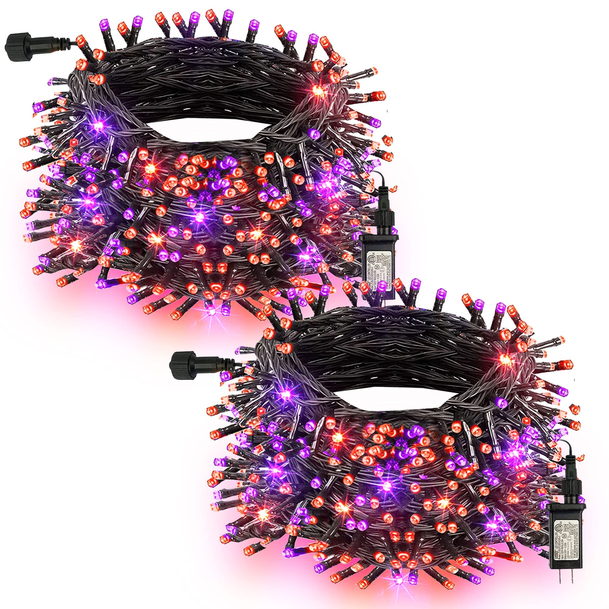 Tw Shine 400 Led Halloween Lights, 132Ft Waterproof String Lights In Orange & Purple, 8 Modes For Indoor/Outdoor Party Decor