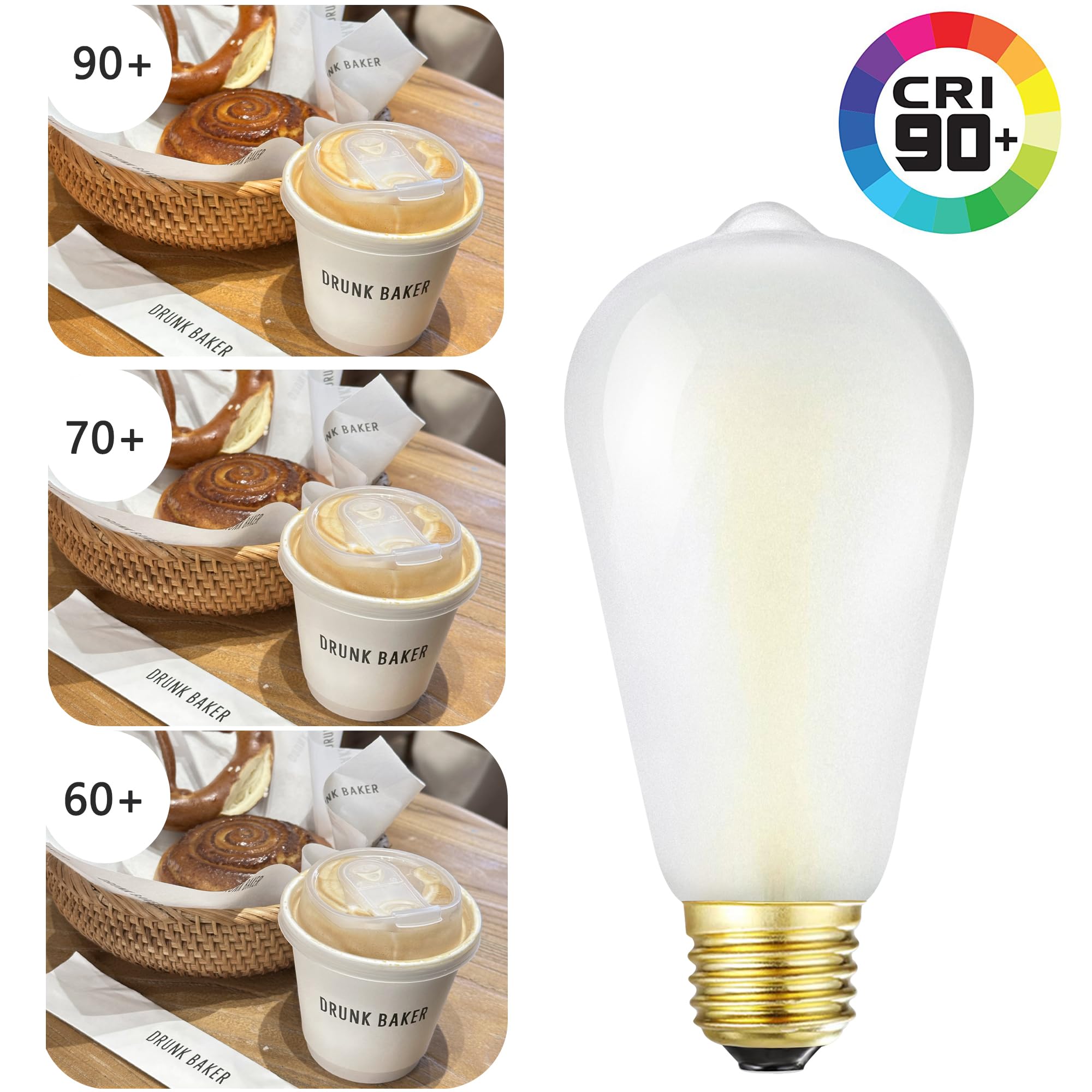 HOMOSUM E26 Frosted LED Edison Bulbs - 6W Equivalent 60W, Warm White 2700K, Dimmable Antique Filament, Pack of 6, ST