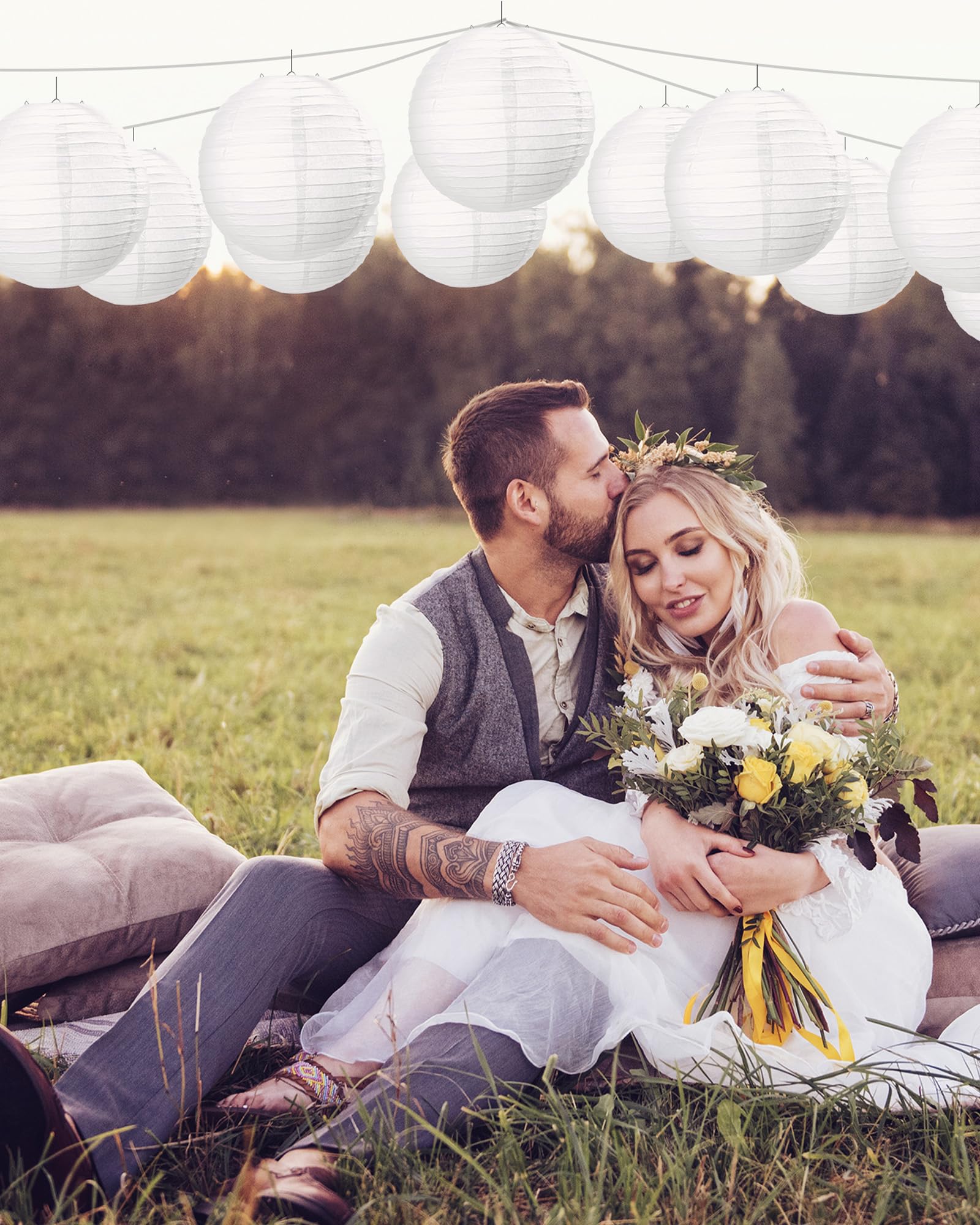 Treela 90 Pack 10 Inches White Chinese Japanese Paper Lanterns Decorative Hanging Ball Lanterns Round Paper Lantern Lamps For Wedding Birthday Party Baby Shower Home Decorations