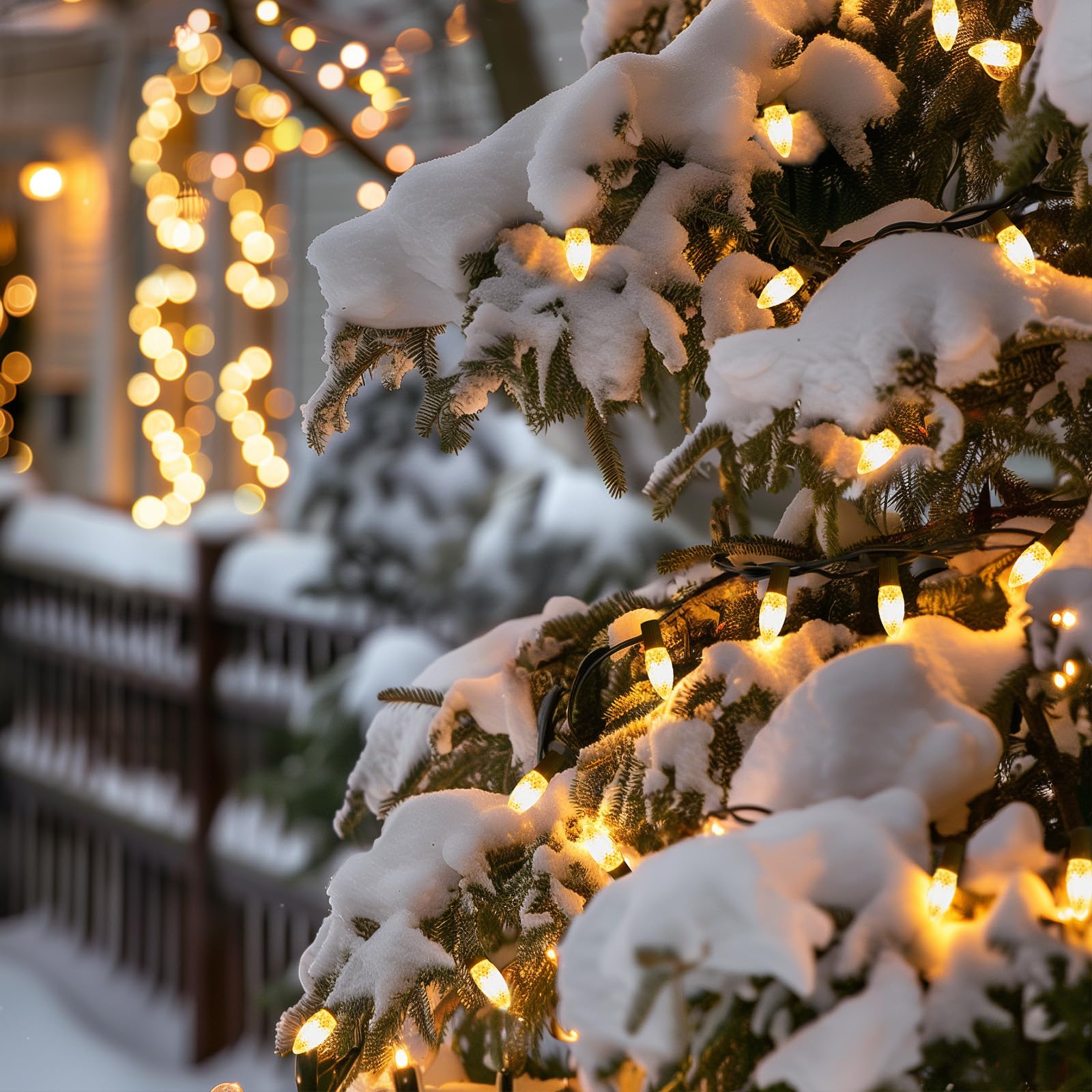 Minetom C9 LED Outdoor Christmas Lights, 150 FT, 75 LED, Waterproof, UL Certified, Warm White, Model GYPI-O75LAU