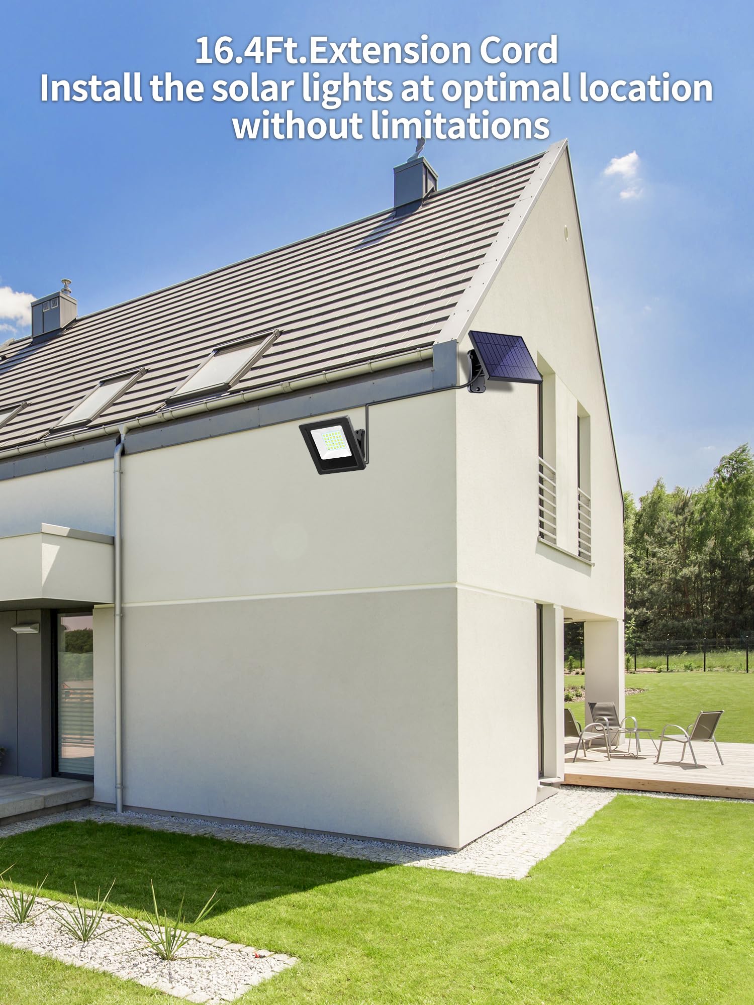 Lightonight Solar Lights Outdoor 6500K Cool White Solar Flood Lights, Waterproof Dusk To Dawn Solar Powered Security Spot Lights For Porch Patio Yard Garage 1 Pack