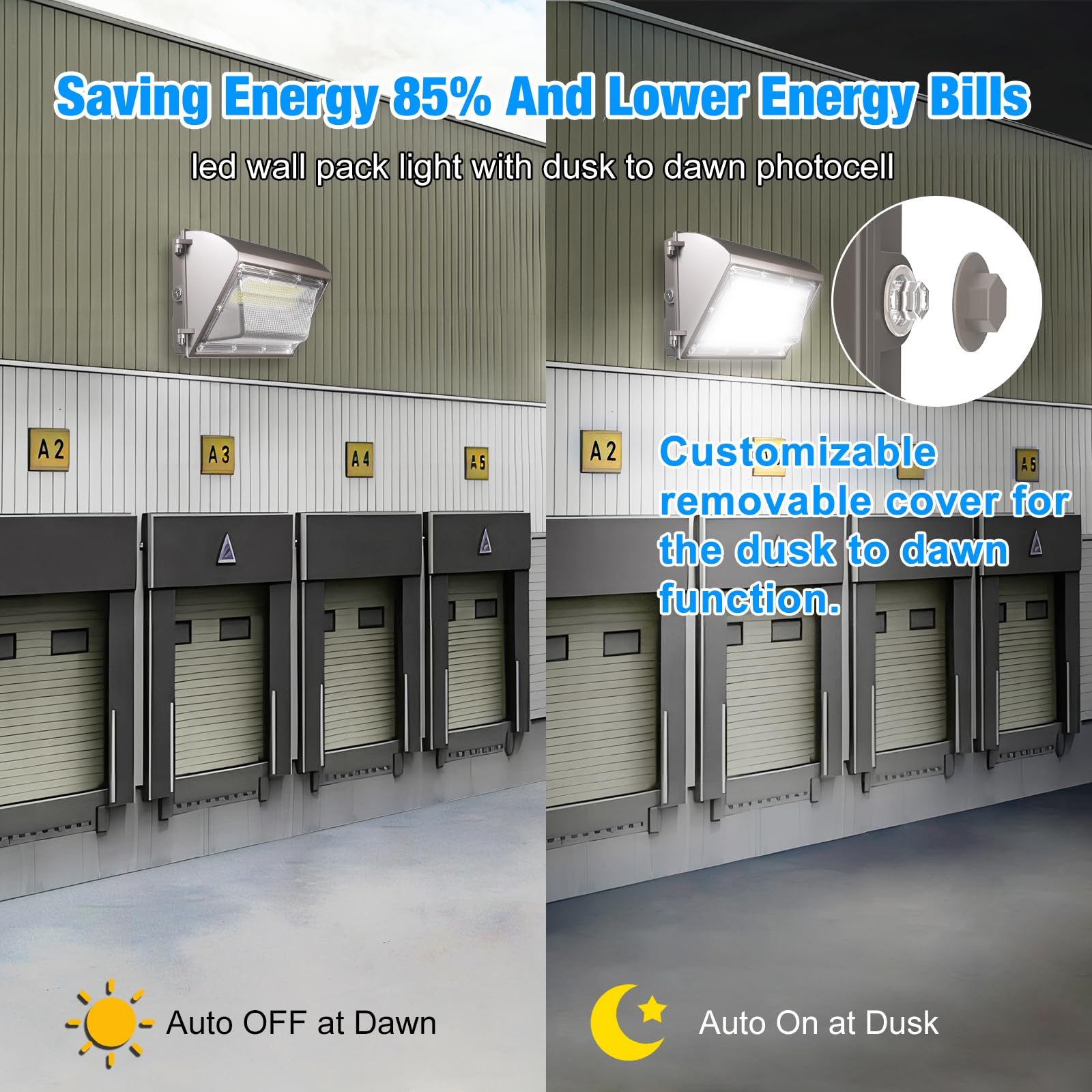 G GJIA 120W LED Wall Pack Light with Dusk to Dawn Photocell, 5000K Wall Pack Light Outdoor Led, 15600LM Waterproof Outdoor Comme