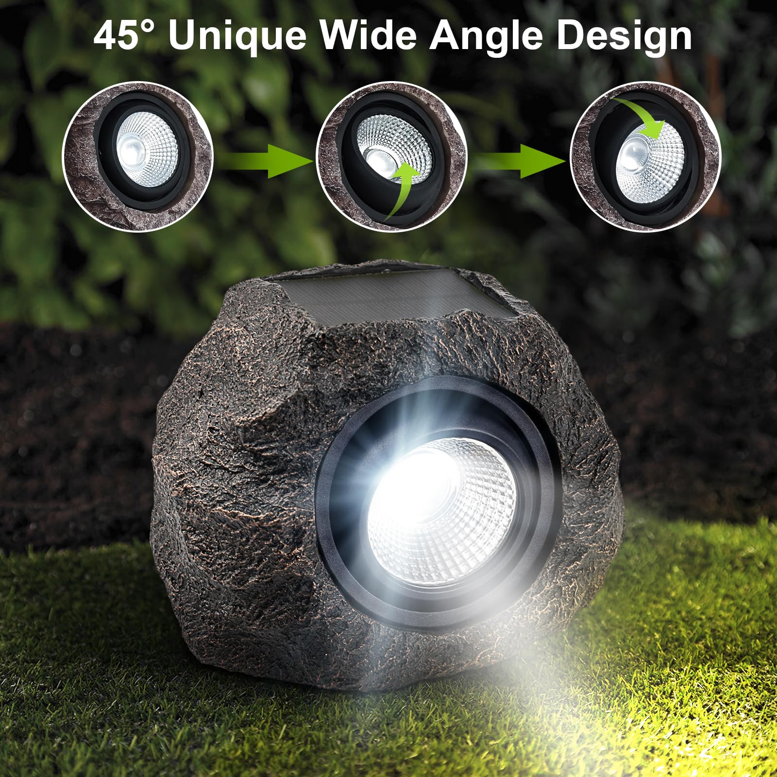 Candieslife Solar Garden Rock Lights - IP65 Waterproof LED Spotlight, 4 Pack, Bronze, Model CL-SGRL-4P