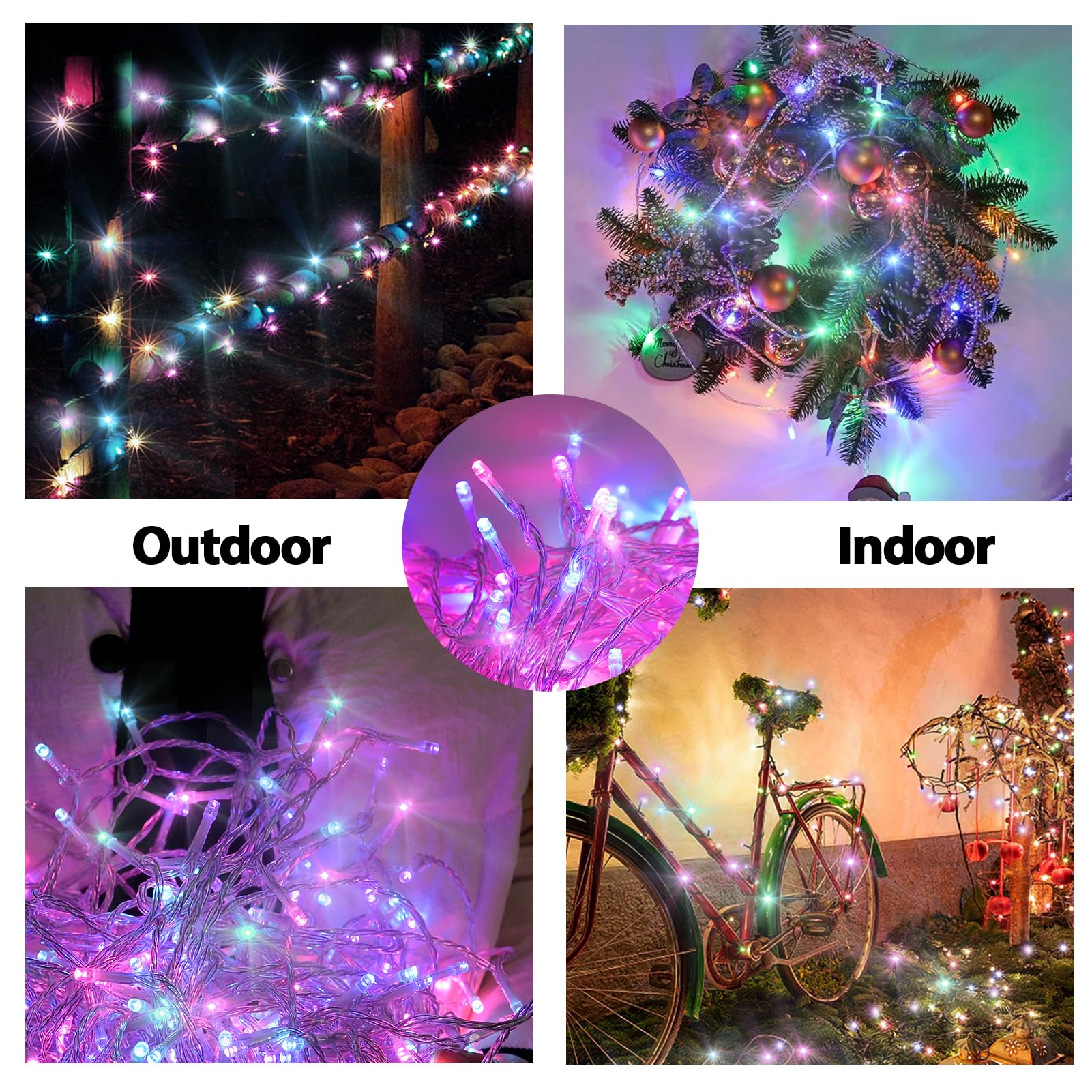 ILLUMINEW 500 LED Multi Color Outdoor String Lights, Waterproof, 174 Ft, 8 Modes, Copper, Model JT-ELFC300V0120-C