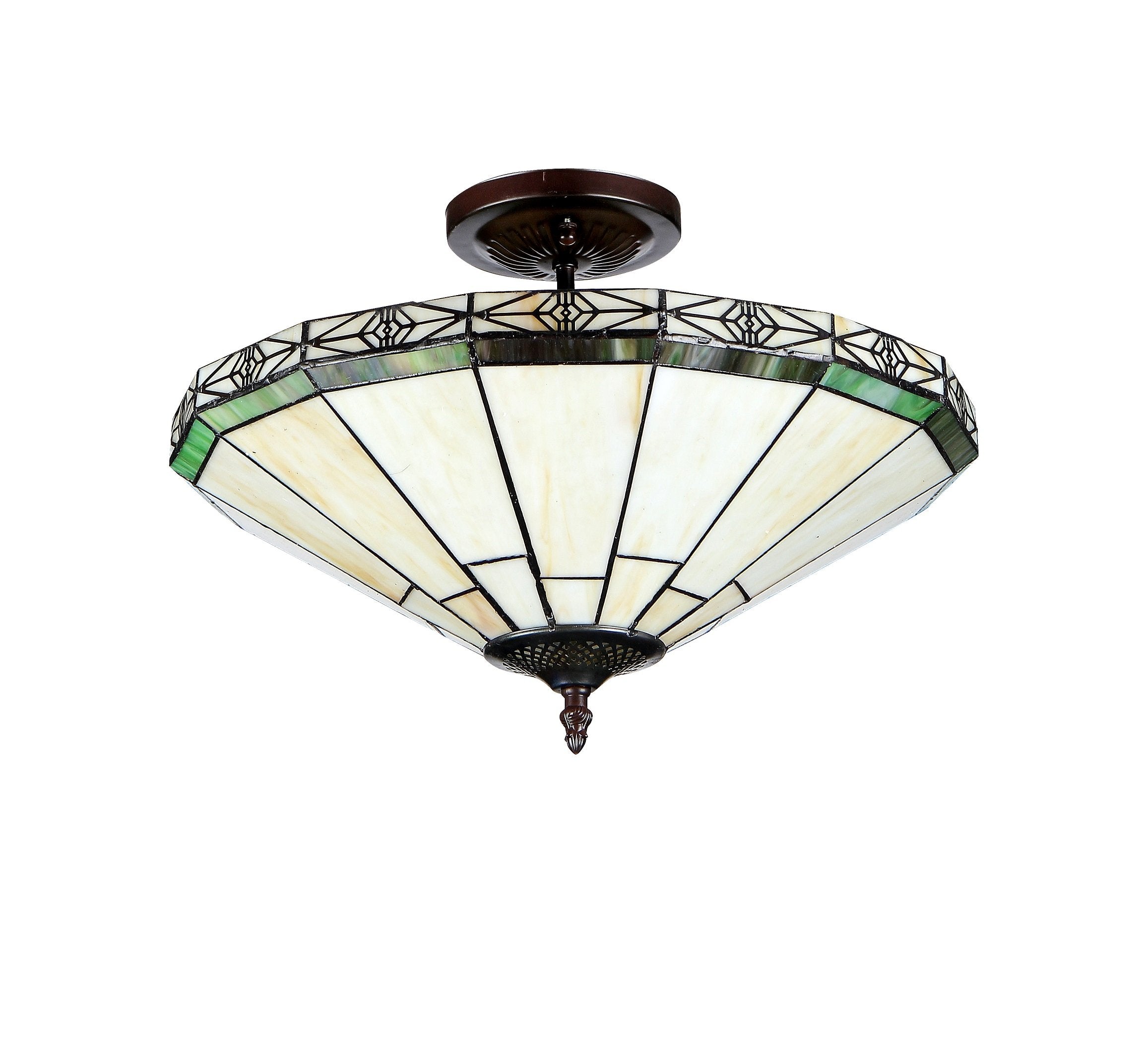 CHLOE Belle Tiffany Style Mission 2-Light Ceiling Fixture, Bronze, Metal, 11.2 x 15.9 x 15.9in, Model CH31315MI16-UF2