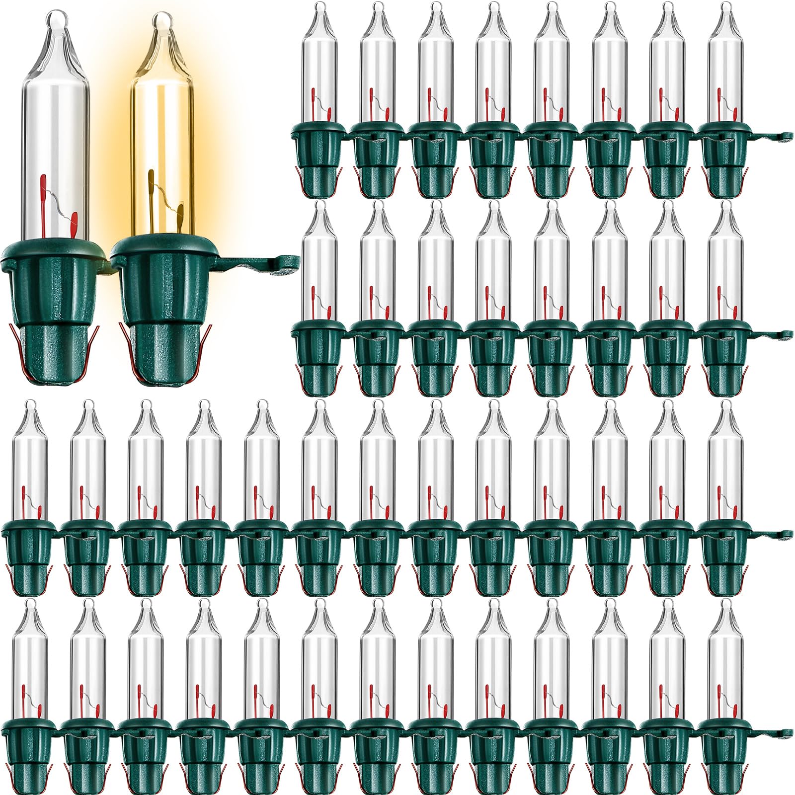 Mudder 60 Count Christmas Replacement Mini Light Bulbs with Base Christmas Tree Incandescent Wire String Lights Replacement Bulb