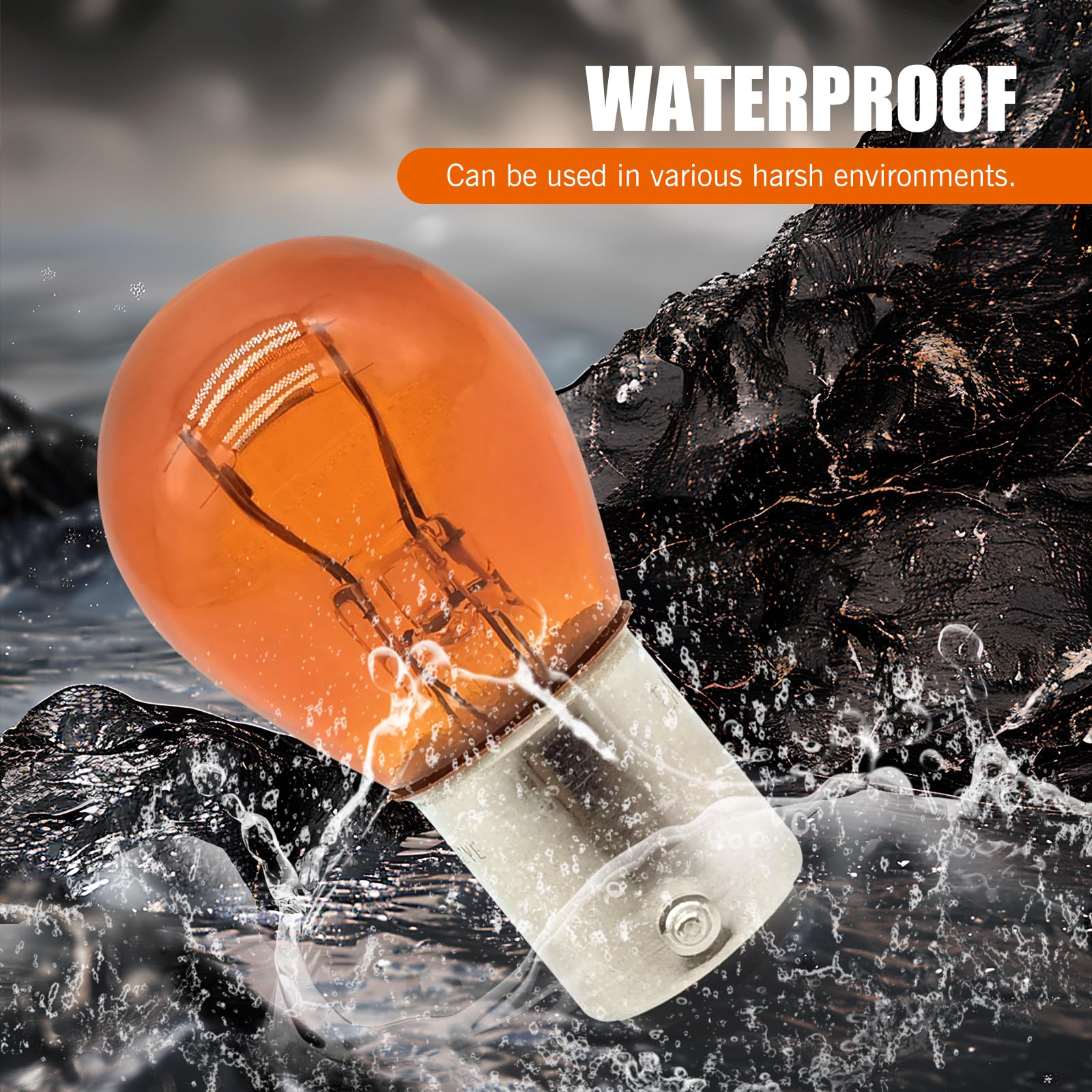 Flygun 1157 P21/5W S25 BAY15D Bulbs, Amber, 10 PCS, Glass, Double Tail High/Low Brake Lamp, Universal Replacement