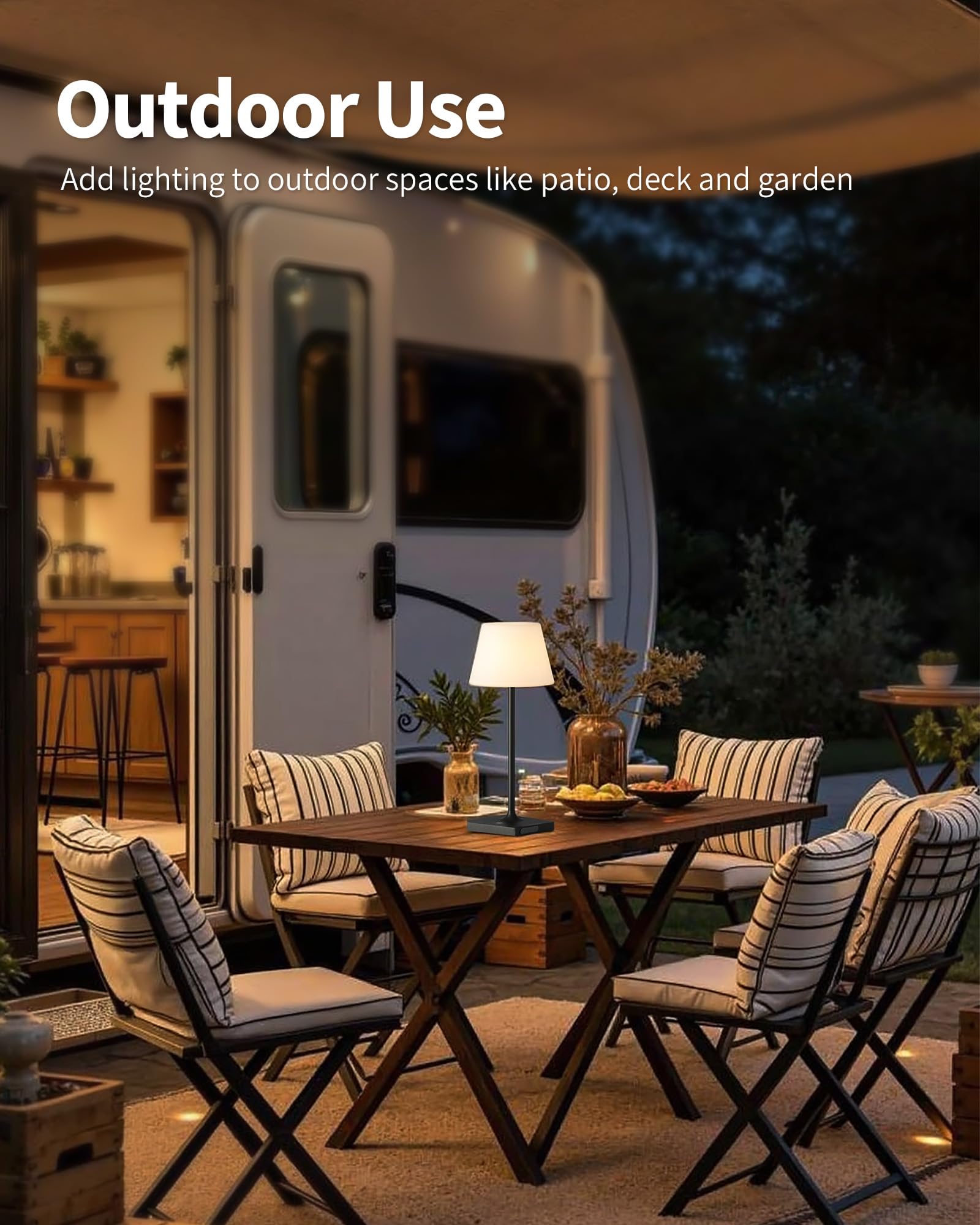 Newsee Outdoor Waterproof Cordless Table Lamp, 4000Mah Portable Rechargeable Battery Powered Dimmable Led Touch Table Light, Mod