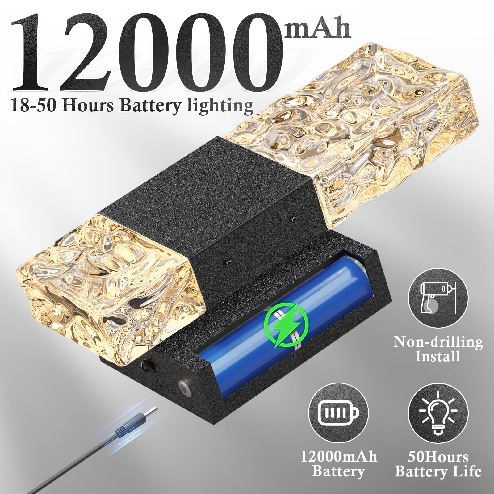 Camuucci Battery Operated Wall Sconce Rechargeable Battery Powered 12000Mah Wall Light Indoor Not Hardwired Remote Control Dimma