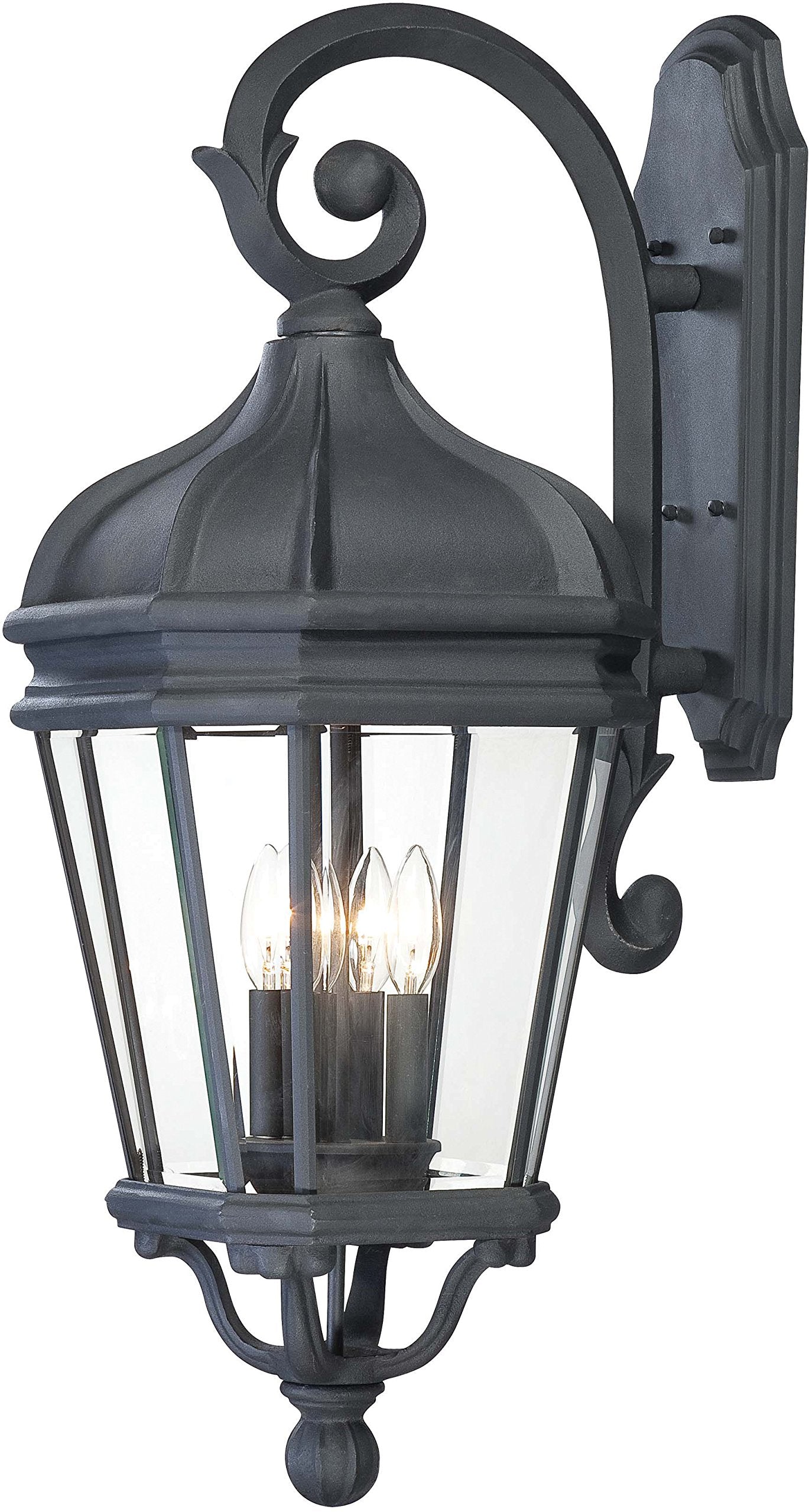 Minka Lavery Outdoor Wall Light 8693-66 Harrison Cast Aluminum Exterior Wall Lantern, 240 Watts, Black
