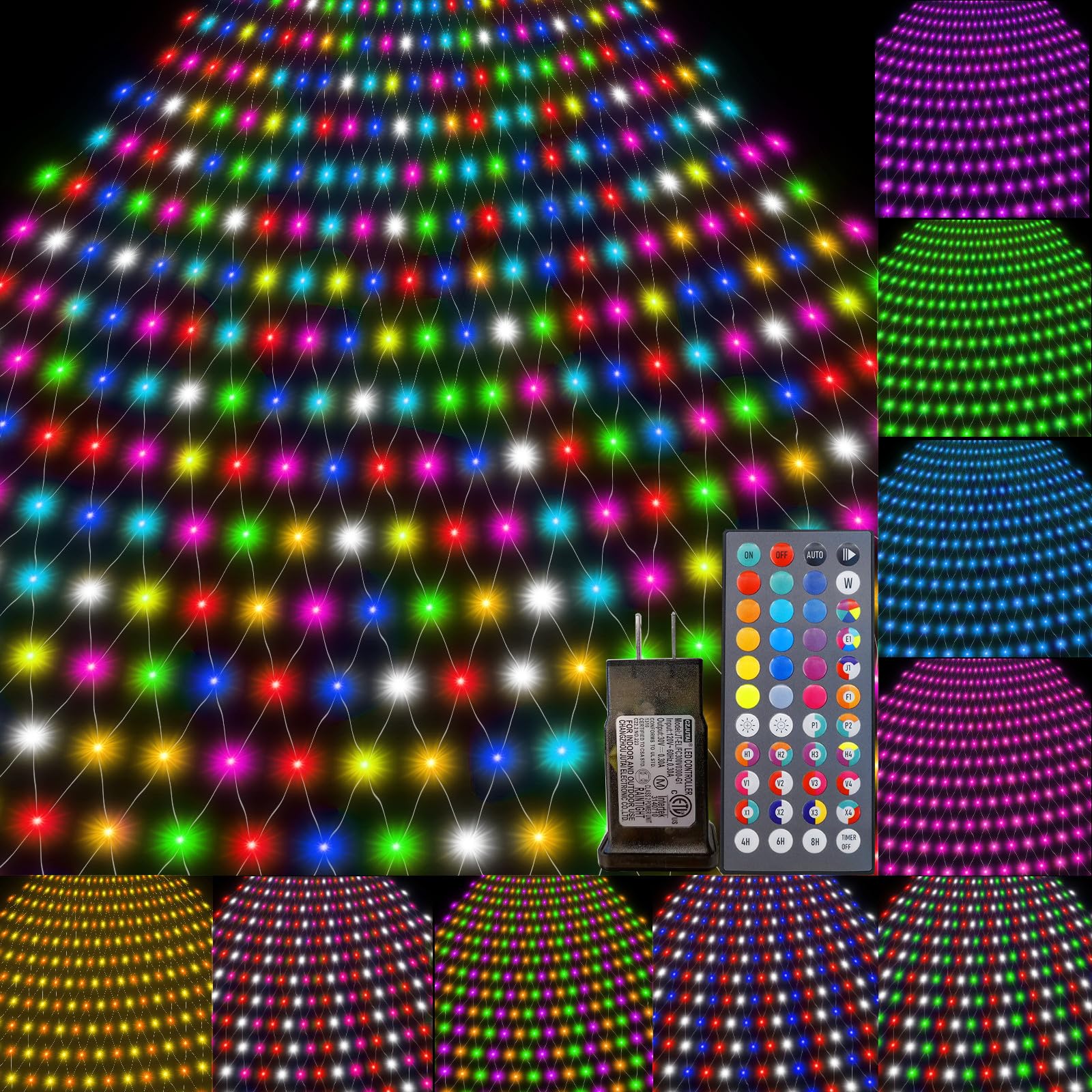 Color Changing Net Lights with 44 Keys Remote, Easter Net Lights Outdoor Mesh Lights, 14.8x4.9 ft 240 LED RGB Net Lights Connect