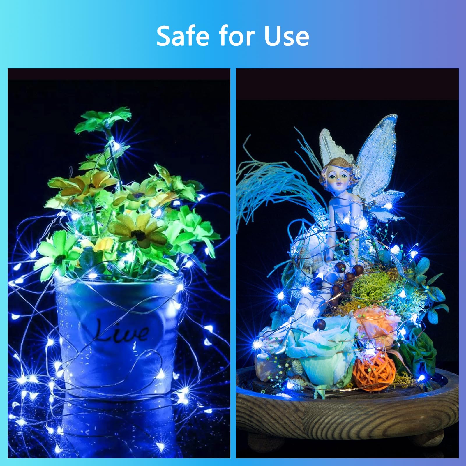 YIQU 3 Pack Fairy Lights, 26 FT 80 LED Battery Operated String Lights with Remote Control Timer, Blue, Model silver80-3pk