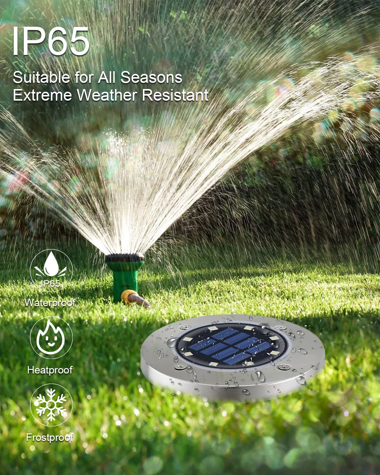 Ufond 8 Pack Solar Ground Lights, Outdoor Waterproof Solar Garden Disk Lights For Patio Pathway Yard, Landscape Lighting (Cold W