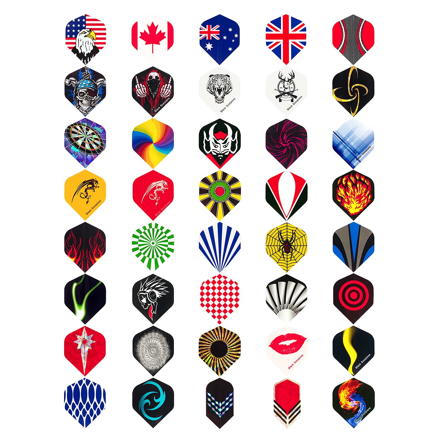 Wolftop Standard Dart Flights 40 Sets 120 Pcs - Durable Pet And Laser Replacement Feather Tail Wings - Dart Accessories Kit For