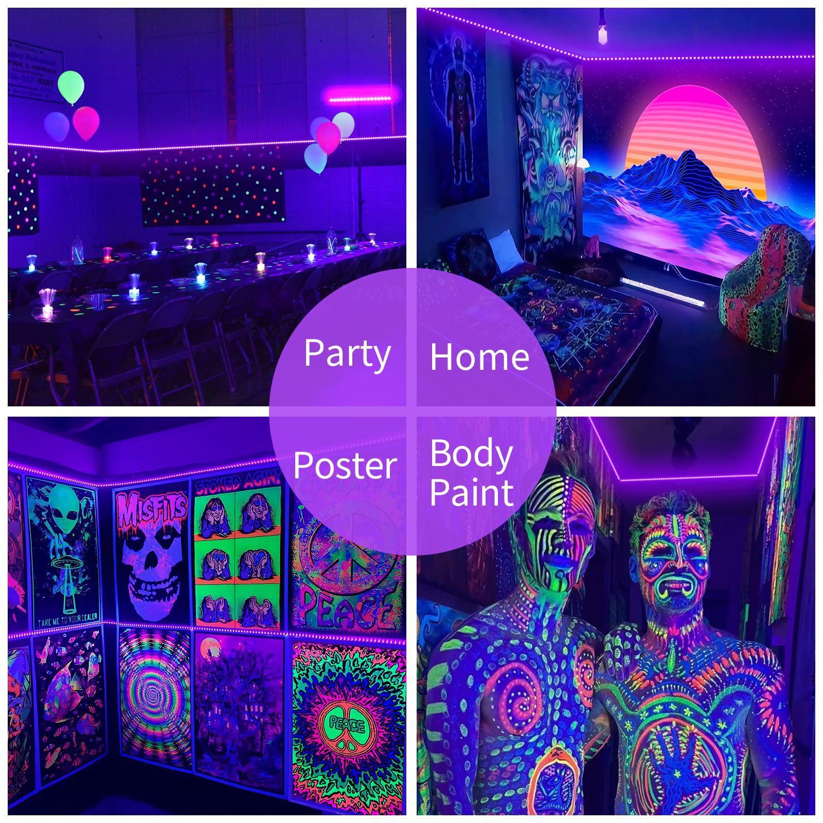 TigQiang 79ft Black Light Strip, Flexible LED, 1440 Beads, Non-Waterproof, Purple