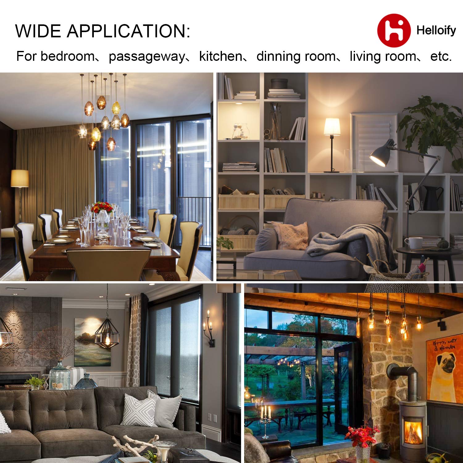 helloify BA11 Vintage LED Edison Candelabra Bulb, 60W Equivalent, 2700K Warm White, Clear Glass, E12 Base, 12 Pack
