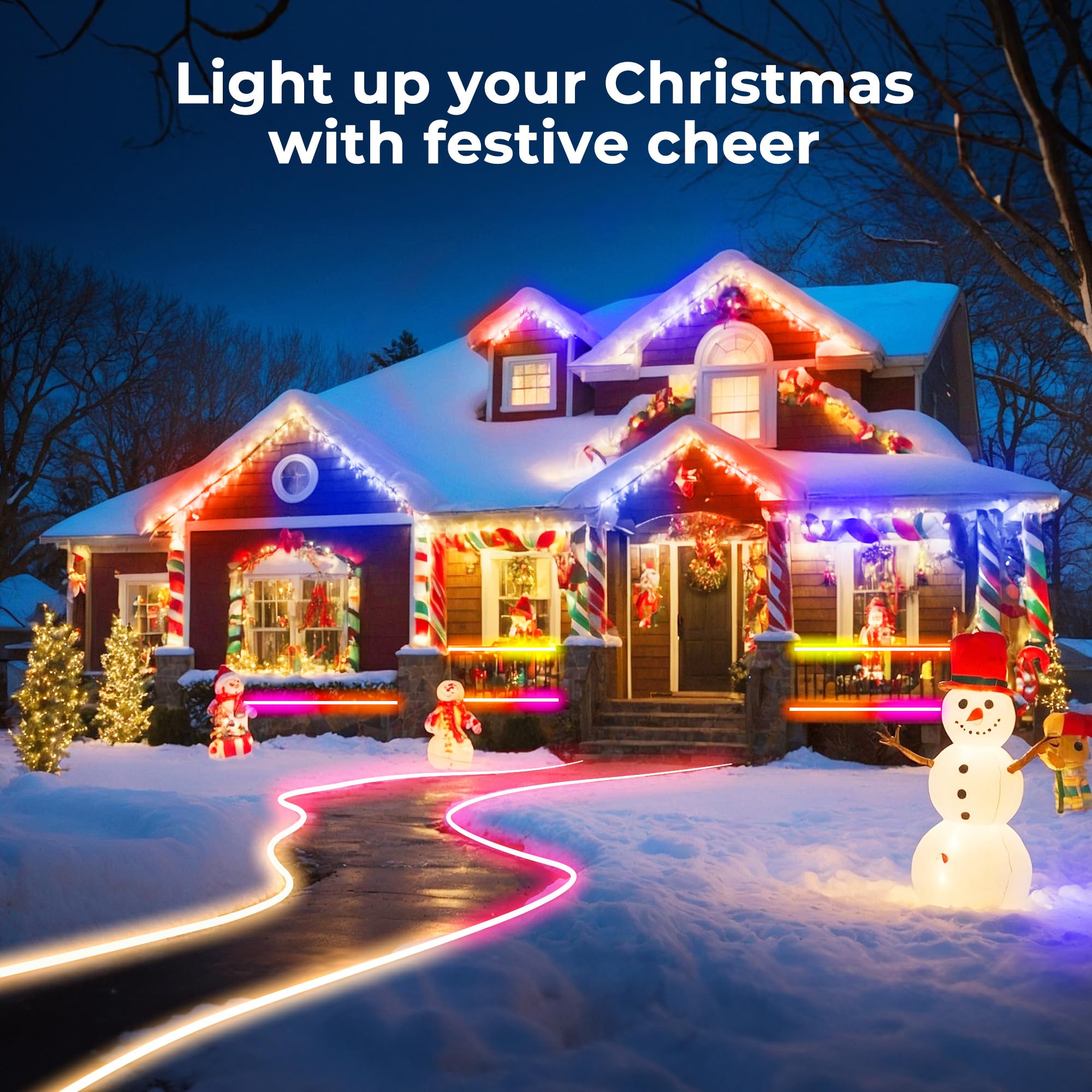 Andohai 100Ft Led Neon Rope Lights, Flexible Led Rope Lights Control With App/Remote, Ip67 Outdoor Rgb Color Changing Led Neon L