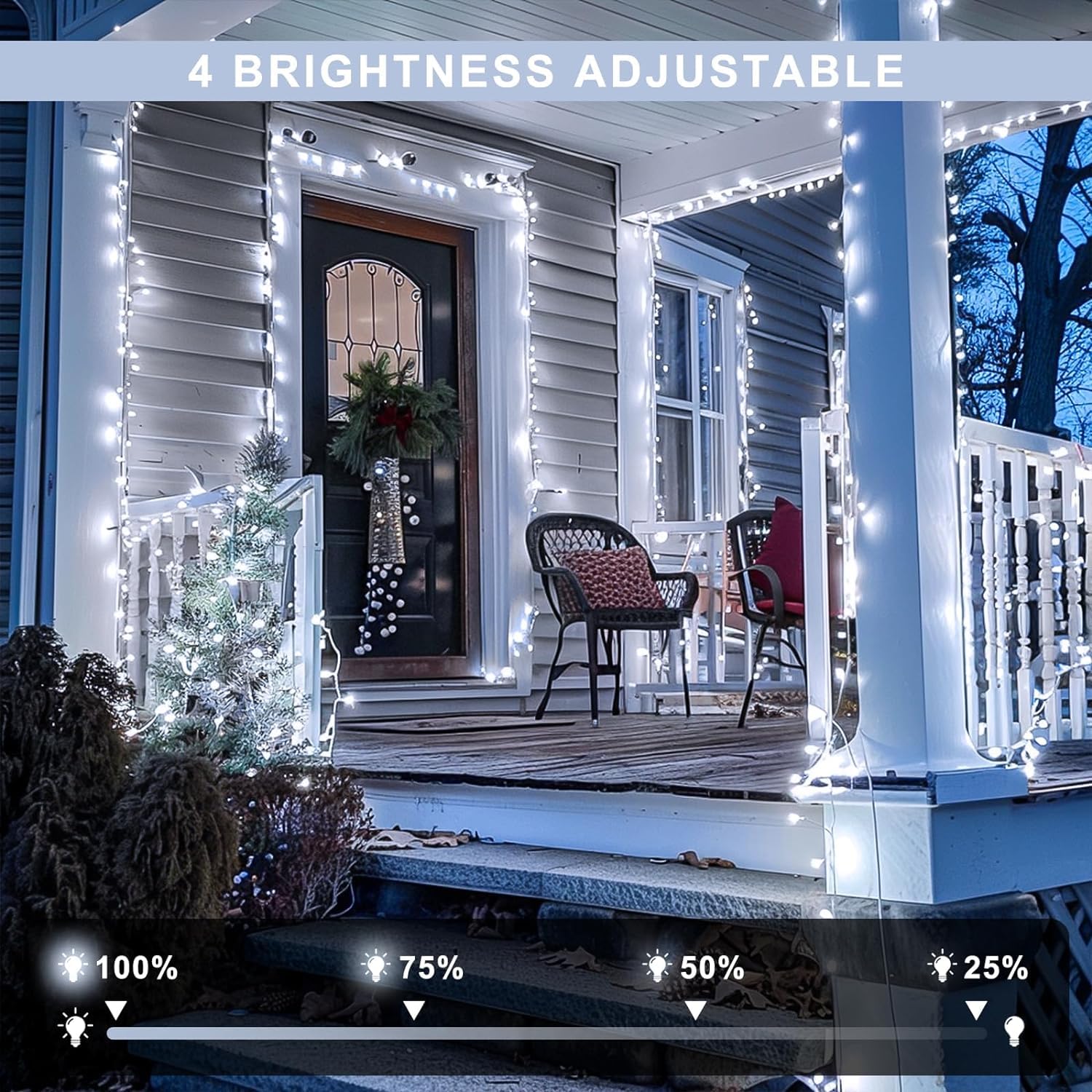 Jmexsuss 168Ft 600 Led Christmas Lights Outdoor Waterproof 8 Modes Indoor Christmas String Lights Cool White Christmas Tree Lights Plug In For Room Bedroom Wedding Party Holiday Christmas Decorations