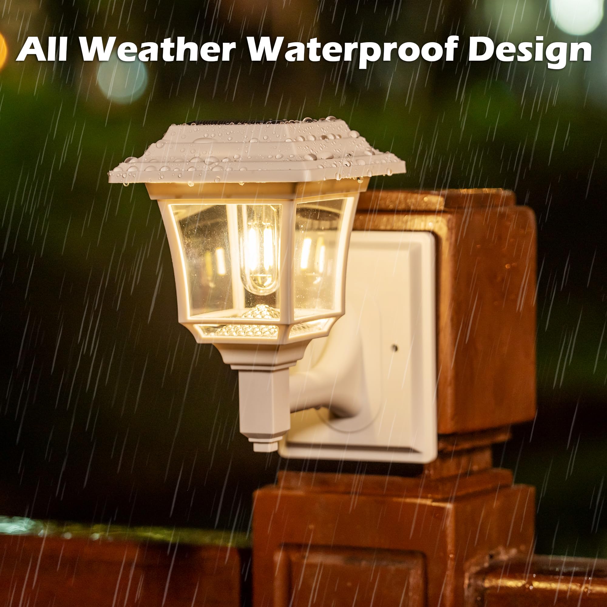 LeiDrail Solar Wall Lights, Waterproof LED 15 LM, 2 Modes, 8 Pack, White, Model LD031W-8PK