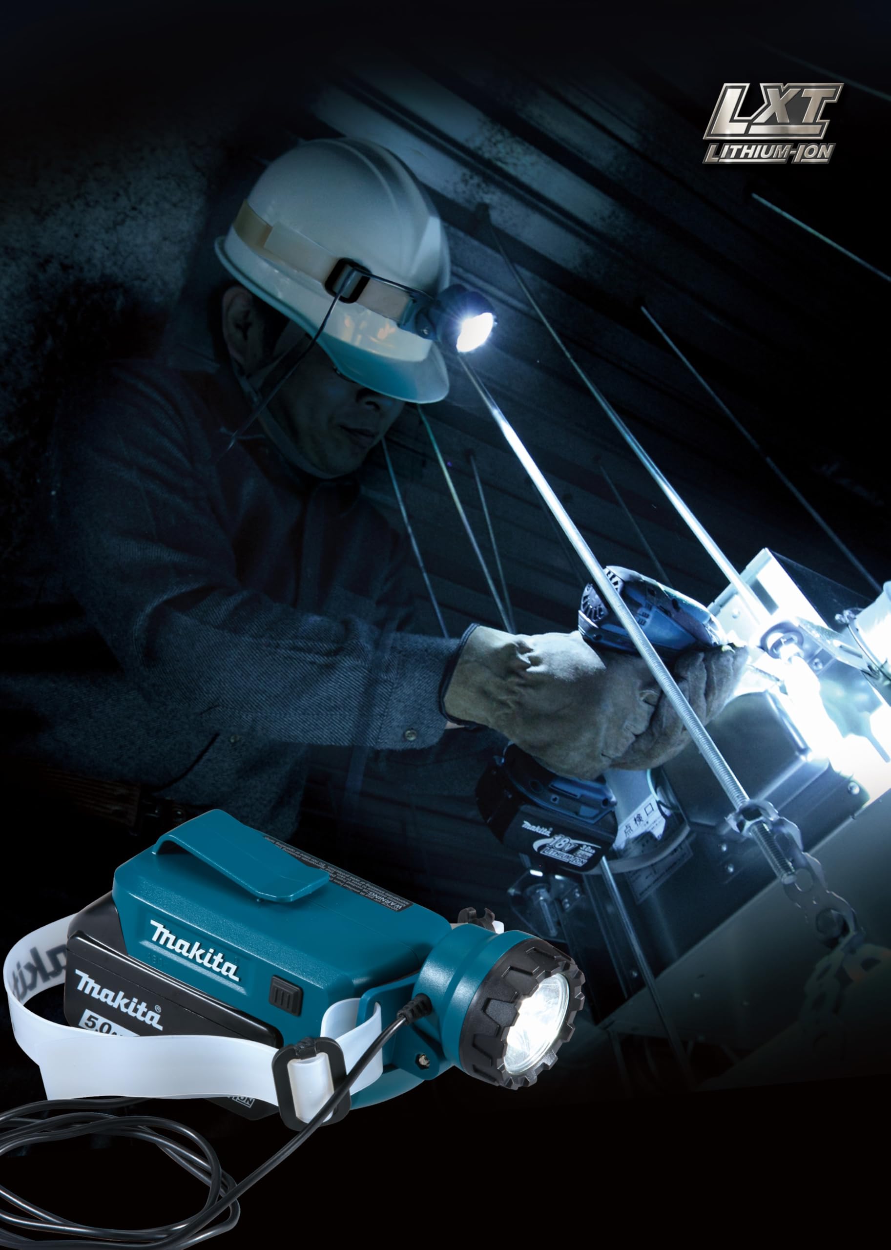 Makita DML800 18V LXT Cordless LED Headlamp, Teal, Rubber, Lightweight, Portable
