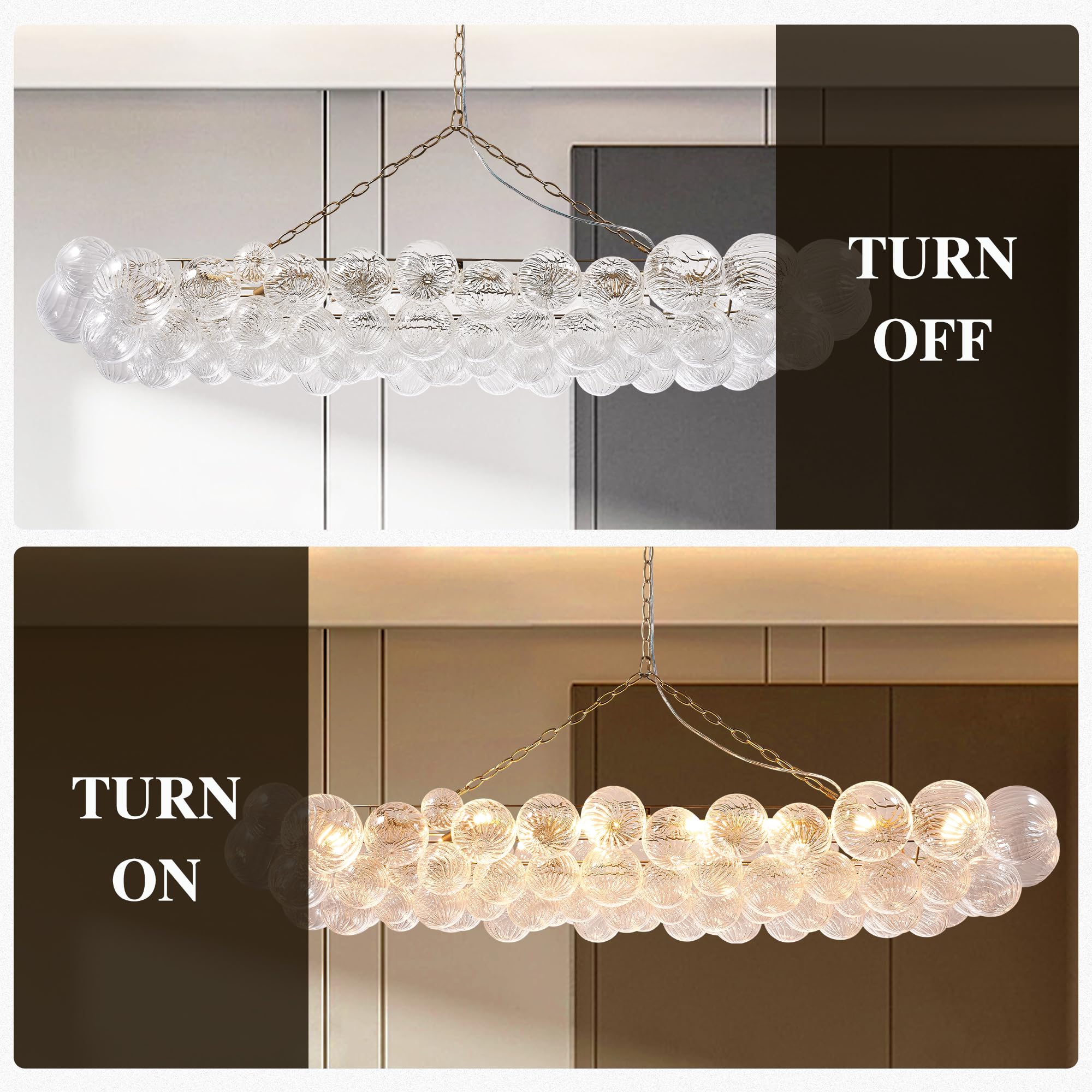 Nordic Bubble Ball Swirled Glass Chandelier Long Dining Table