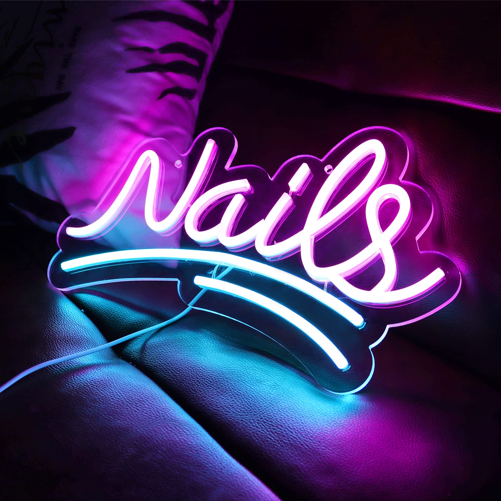 Jfllamp Nails Neon Signs For Wall Decor Neon Lights For Bedroom Led Signs Suitable For Nail Salon Office Man Cave malt-inspired Bar Pub Restaurant Christmas Birthday Party Gift For Lover (Nails)