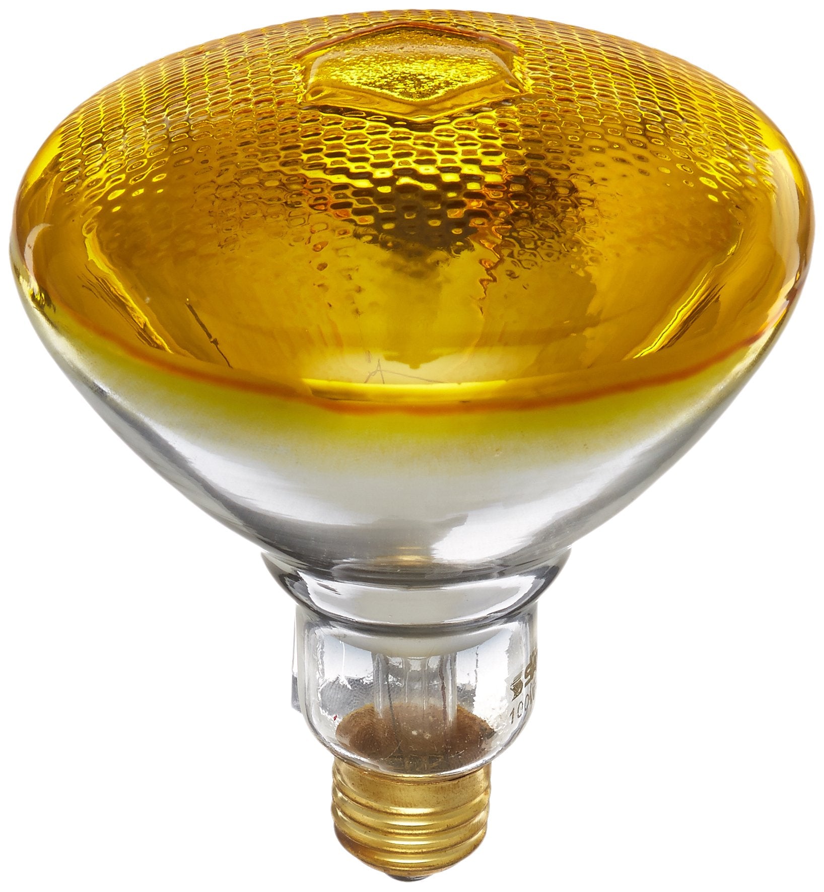 Satco 100 Watt BR38 Incandescent Light Bulb, Yellow, Medium Base, Model S4426, 120 Volt, Glass