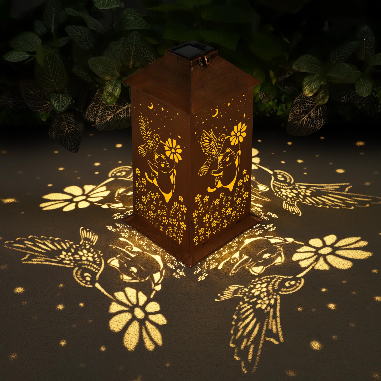 Hummingbird Solar Lantern Outdoor Waterproof Hanging Christmas Lights Hummingbird And Cat Garden Decor Birthdays Gifts For Women