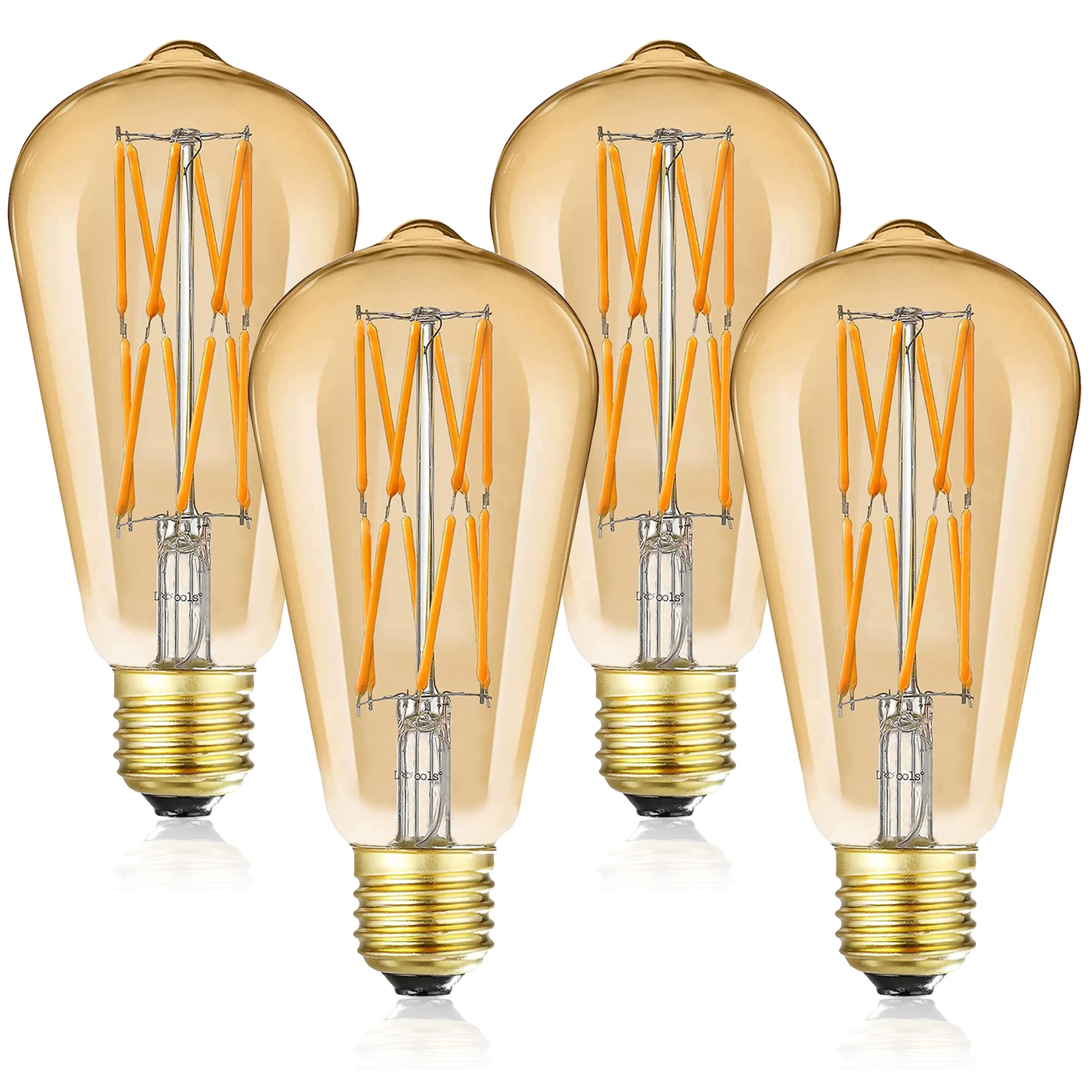 Leools Vintage Amber Led Edison Bulb Dimmable 12W, 100W Equivalent Antique Style Filament Light Bulbs,Amber Glass, Warm White 25