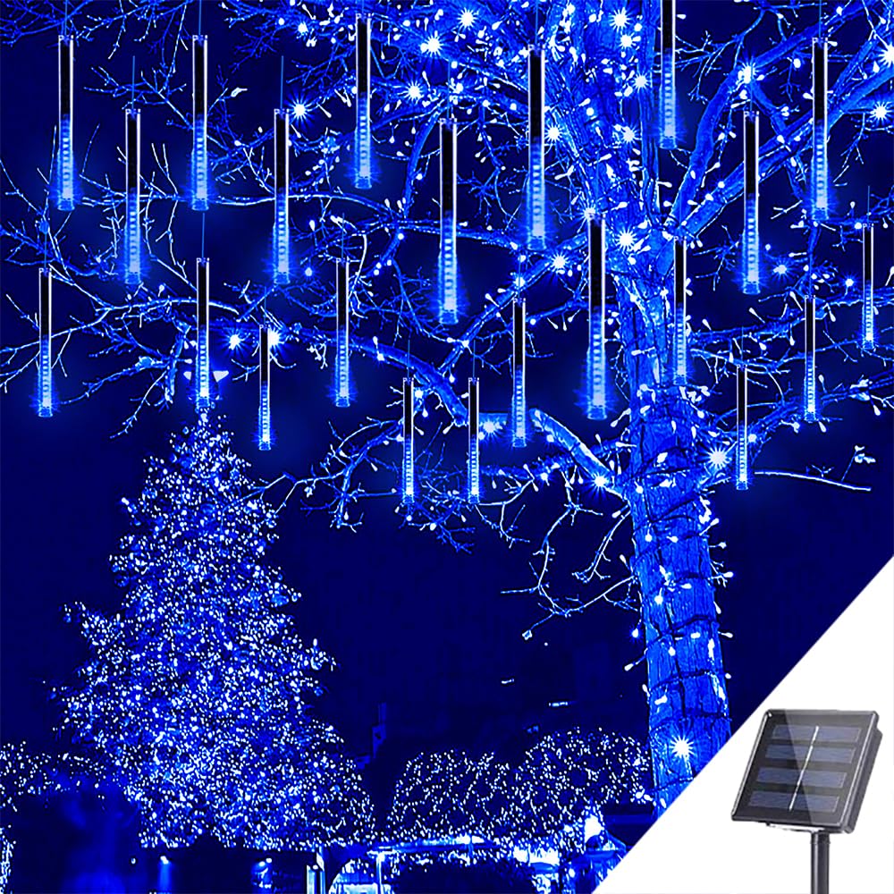Kwaiffeo Solar Lights Outdoor, 16 Tubes(Equivalent to 2 Sets of 8-Tube) Solarpowered Meteor Shower Light for Tree Outdoor Decor 