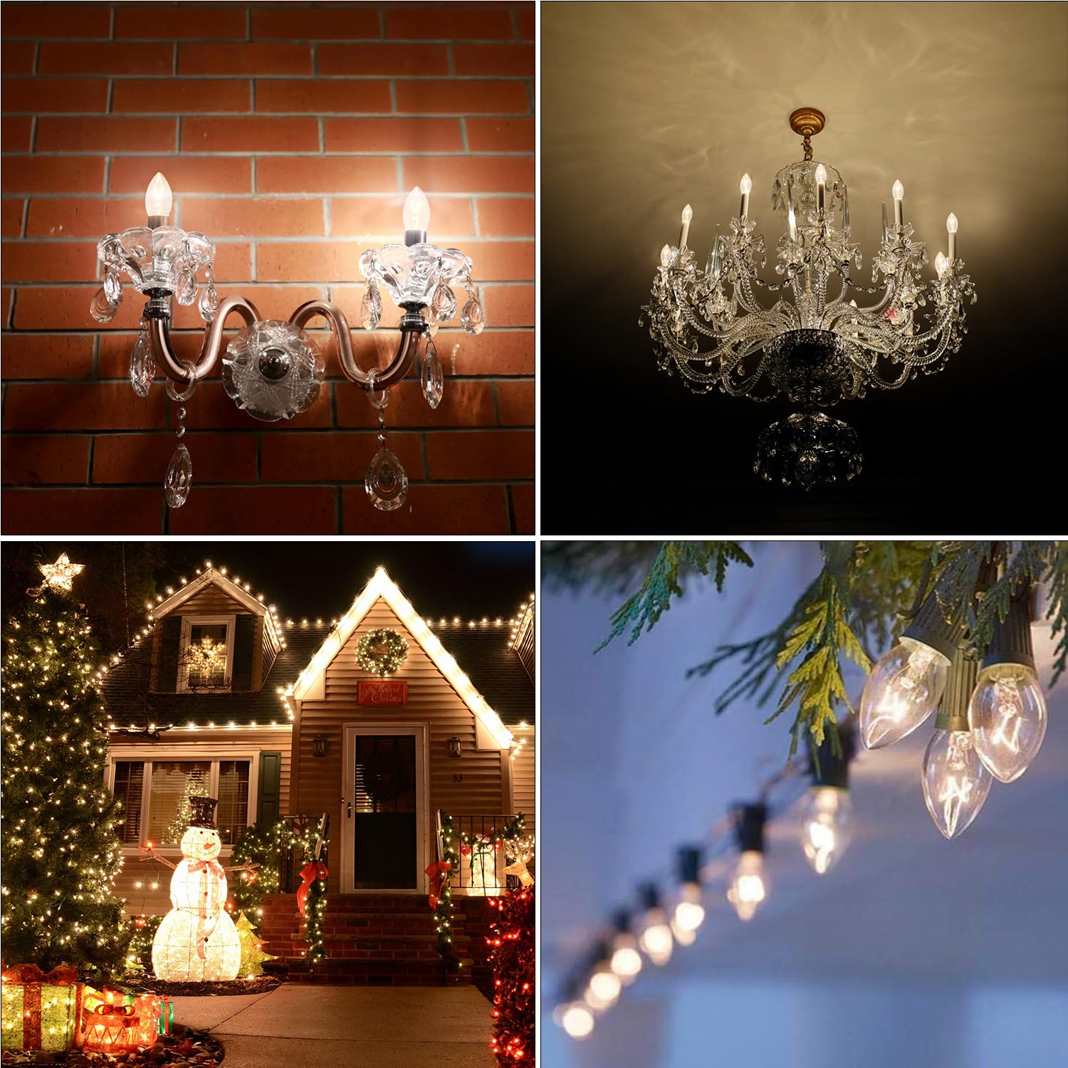 25 Pack C7 Christmas Light Bulbs C7 Clear Replacement Bulbs Nightlight Bulbs Incandescent Light Bulbs For Christmas Village Hous