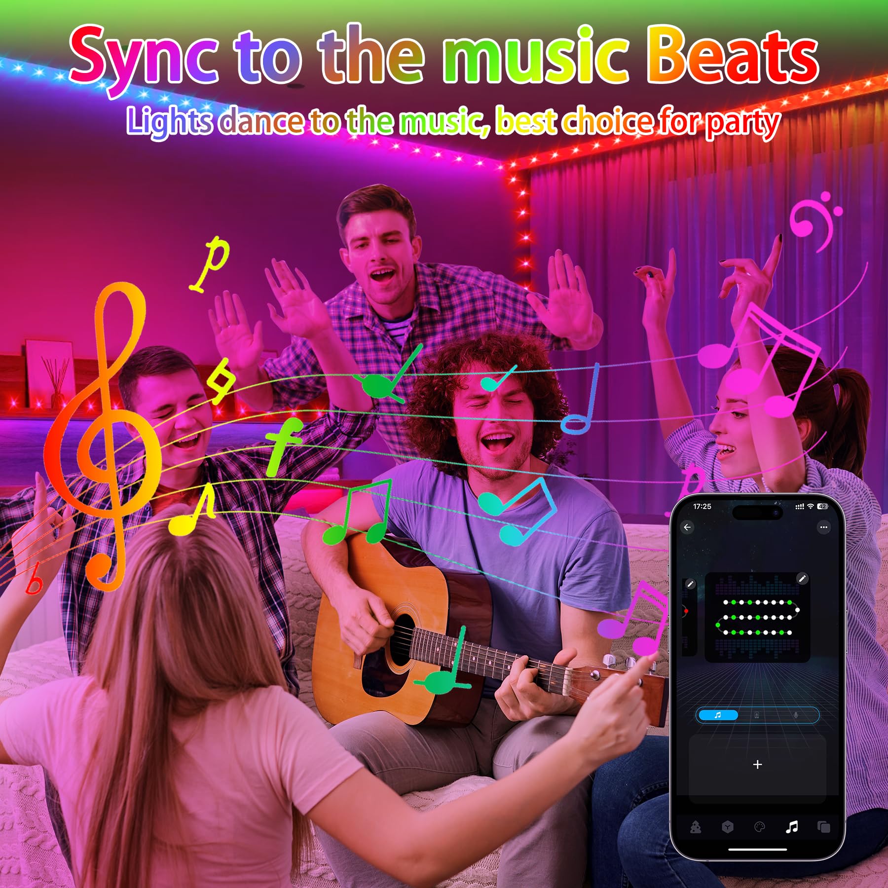 Hozplex 99ft LED Rope Lights, Waterproof, Remote & APP Control, 16 Million Colors, Model H002-99