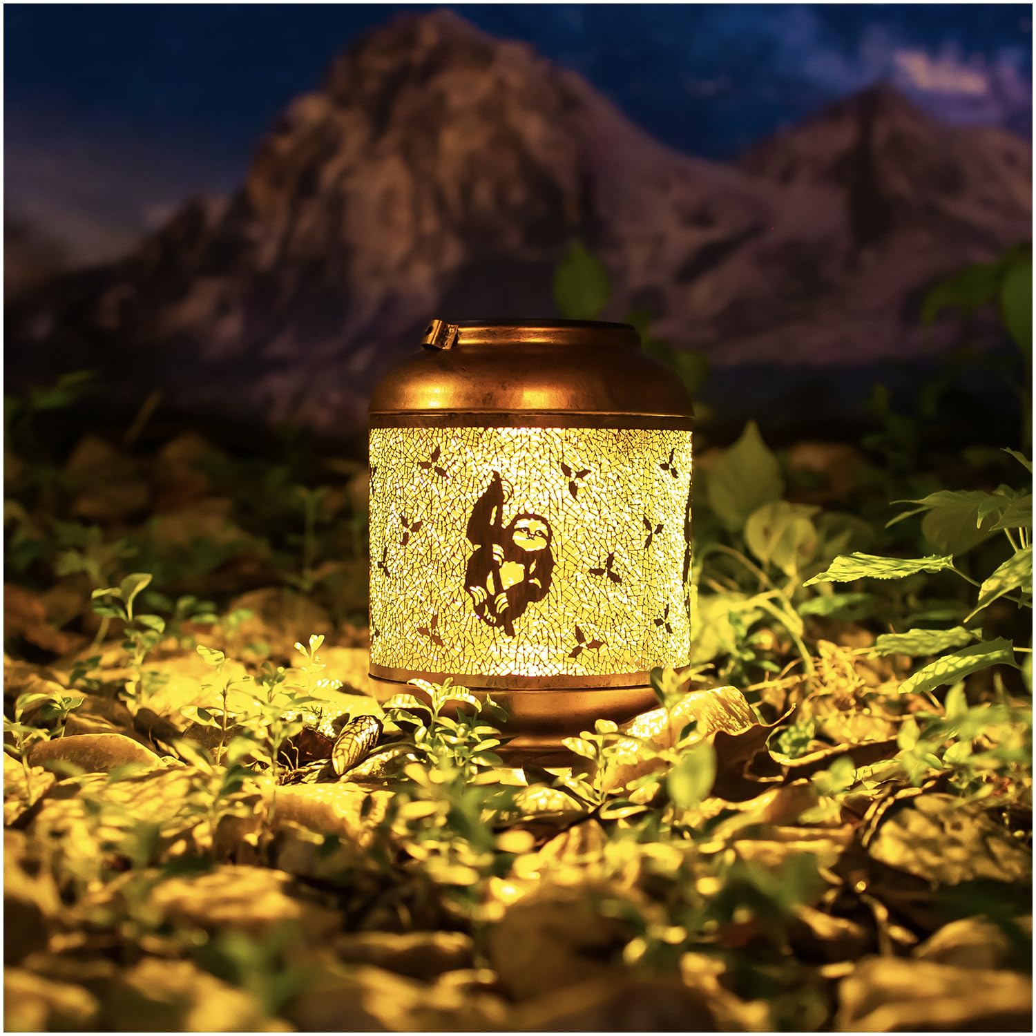 Sloth Solar Lanterns Outdoor Waterproof Hanging Solar Lights Sloth Gifts For Women Men Mom Metal Decorative Led Outdoor Lanterns