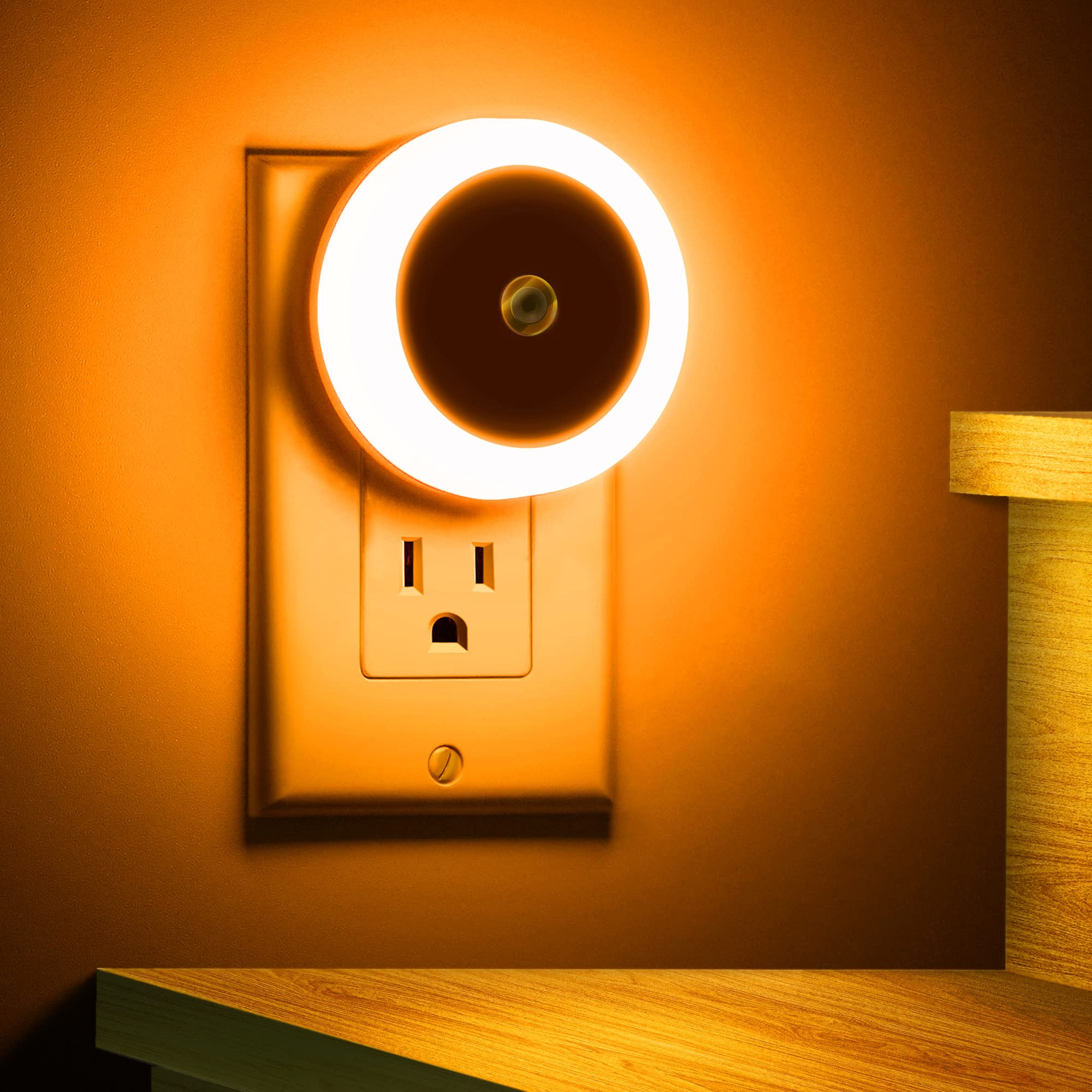 Briignite Amber Night Light Orange, Led Night Lights For Kids, 4 Pack, Plug In Night Light, Hallway Lights, Wall Light, Nightlig