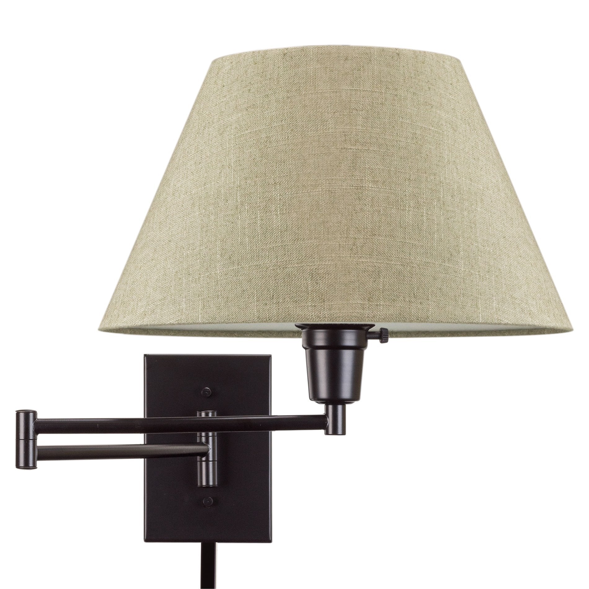 Kira Home Cambridge 15 Swing Arm Wall Lamp - Plug in/Wall Mount + Latte Mocha Fabric Shade  150W 3-Way + Cord Covers  Black Finish