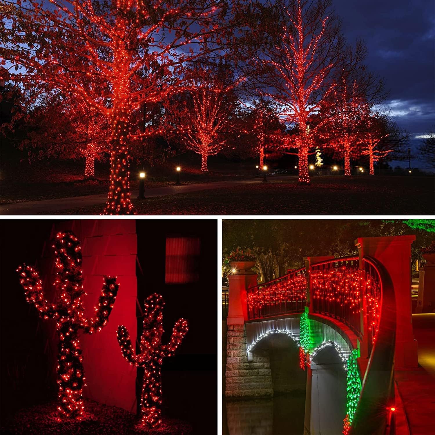 66Ft 200 Led Christmas Fairy Lights Plug In  Waterproof String Lights Outdoor & Indoor 8 Modes With Timer Bedroom Decor  Twinkle Lights For Bedroom Party Holiday Christmas Decorations (Red And Green)