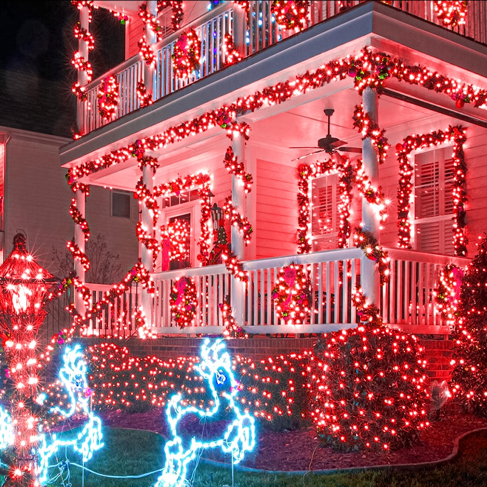 Einiiya 120 Led Red String Lights Outdoor, 40Ft Red Christmas Lights 8 Modes Red Led Lights Clear Wire, Plug In Waterproof Fairy