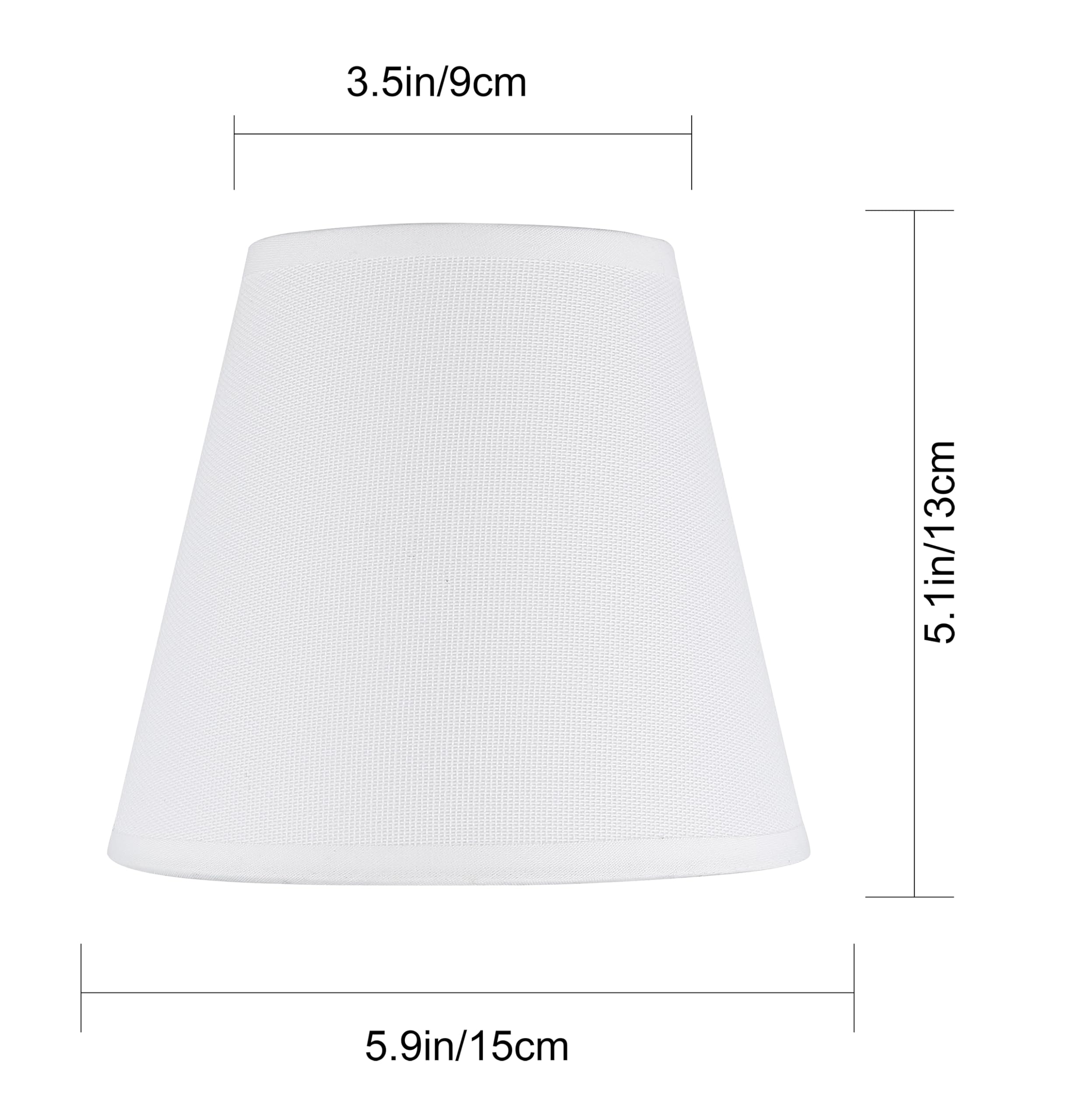Ruiever 6-Pack Clip-On Lampshades, White Fabric, 5.9in  Bottom x 3.54in  Top x 5.12in  Height, Suitable for Chandeliers and Lamps