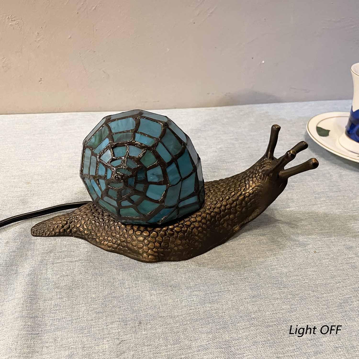 Bieye Tiffany Style Stained Glass Accent Table Lamp, Cyan, 10" D x 5" W x 5" H, Model L10975, Perfect for Home Decor