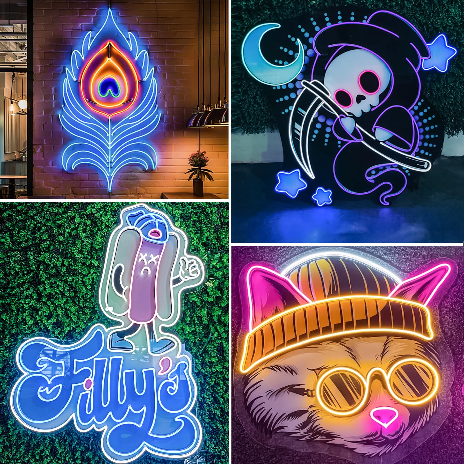 CIONAOR Custom Neon Sign - Personalized LED Light Up Name Sign - 8MM Thick Acrylic - 13 Colors - Image Logo Custom