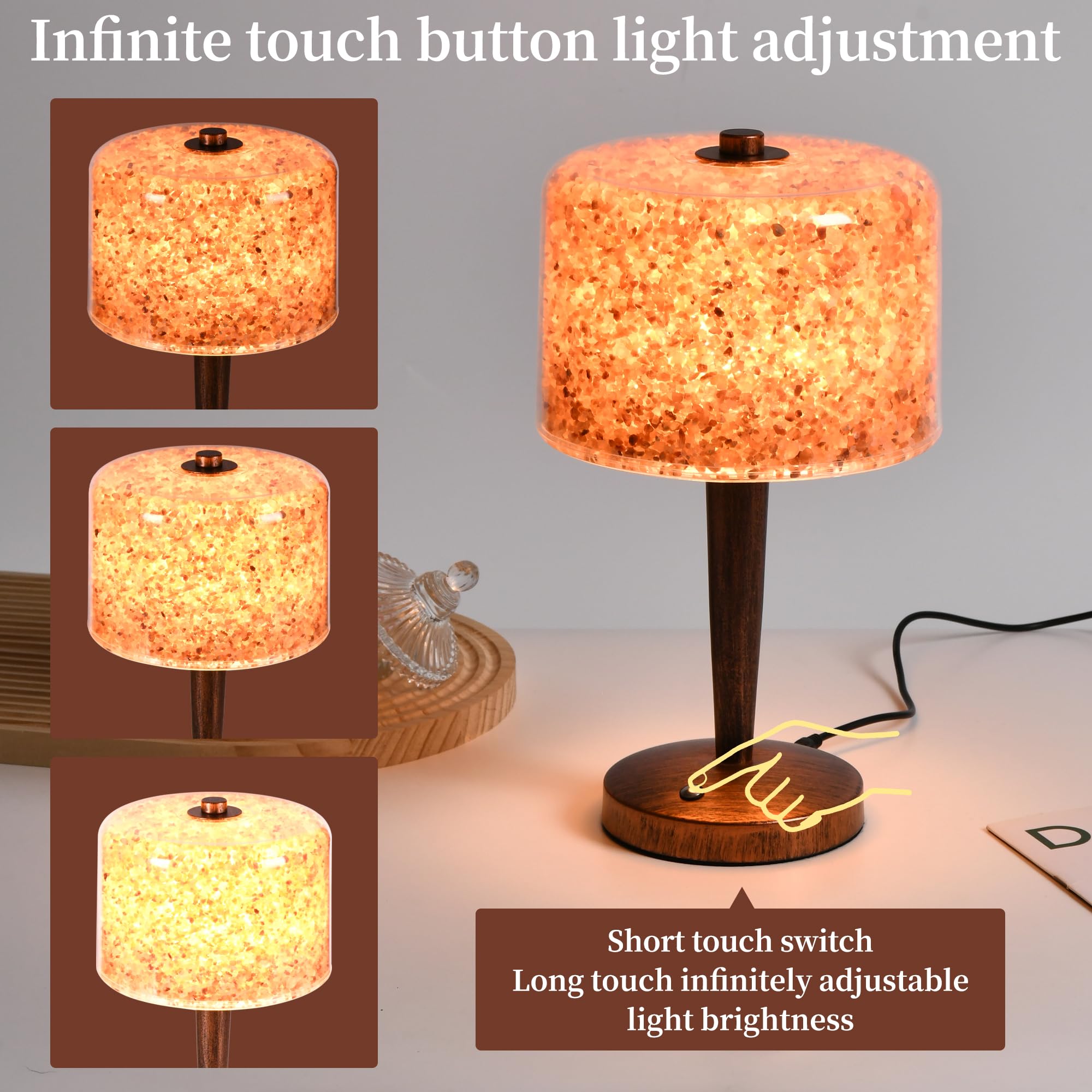 azhongxus Salt lamp with Touch dimmer Control USB Himalayan Salt lamp Natural Rock lamp high Transparency PC lampshade (excludin