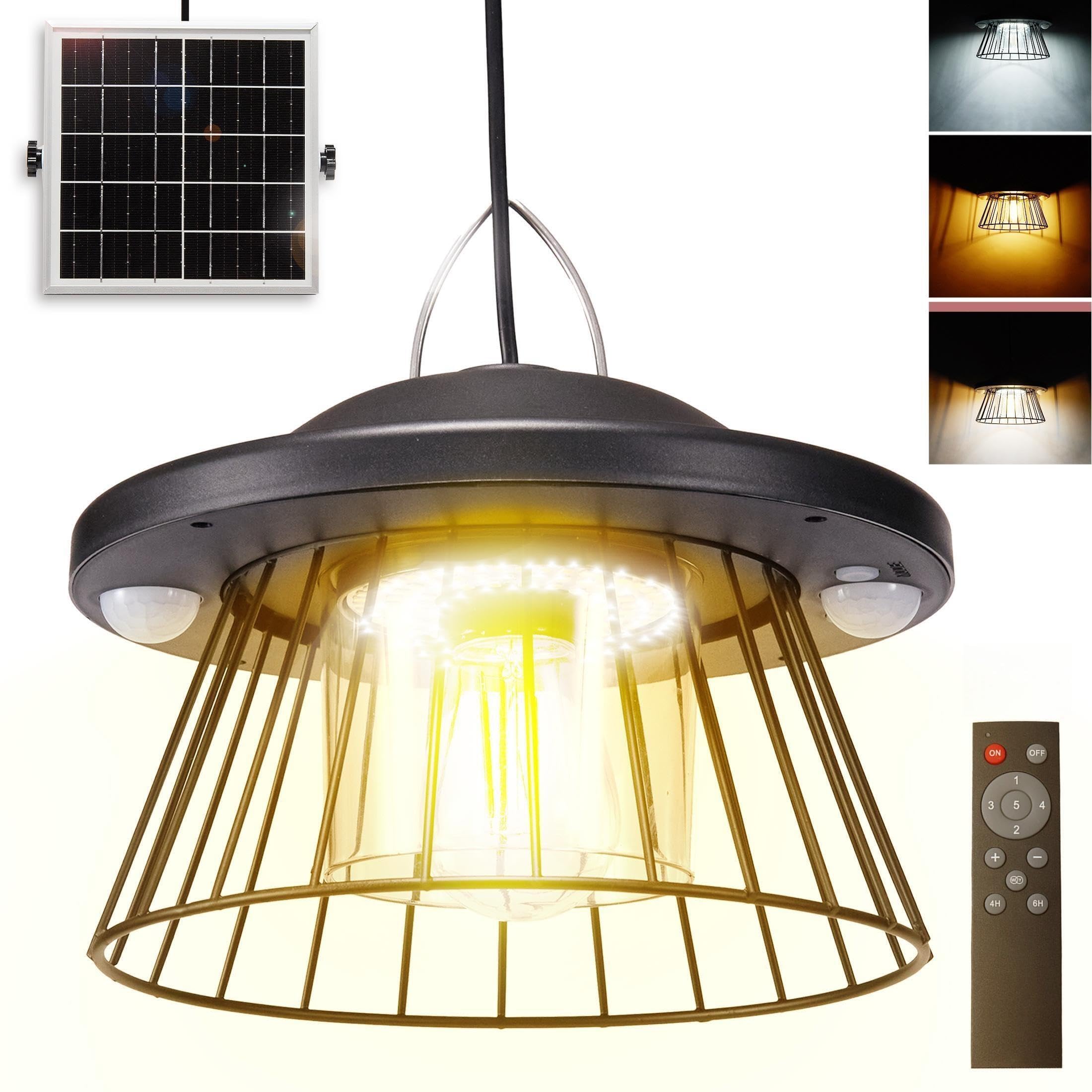 HULPPRE 3000lm Solar Light Indoor&Outdoor,Solar Shed Light Daytime or Night,Classic Metal with E27 Bulb,Cool or Warm White,5 Mod